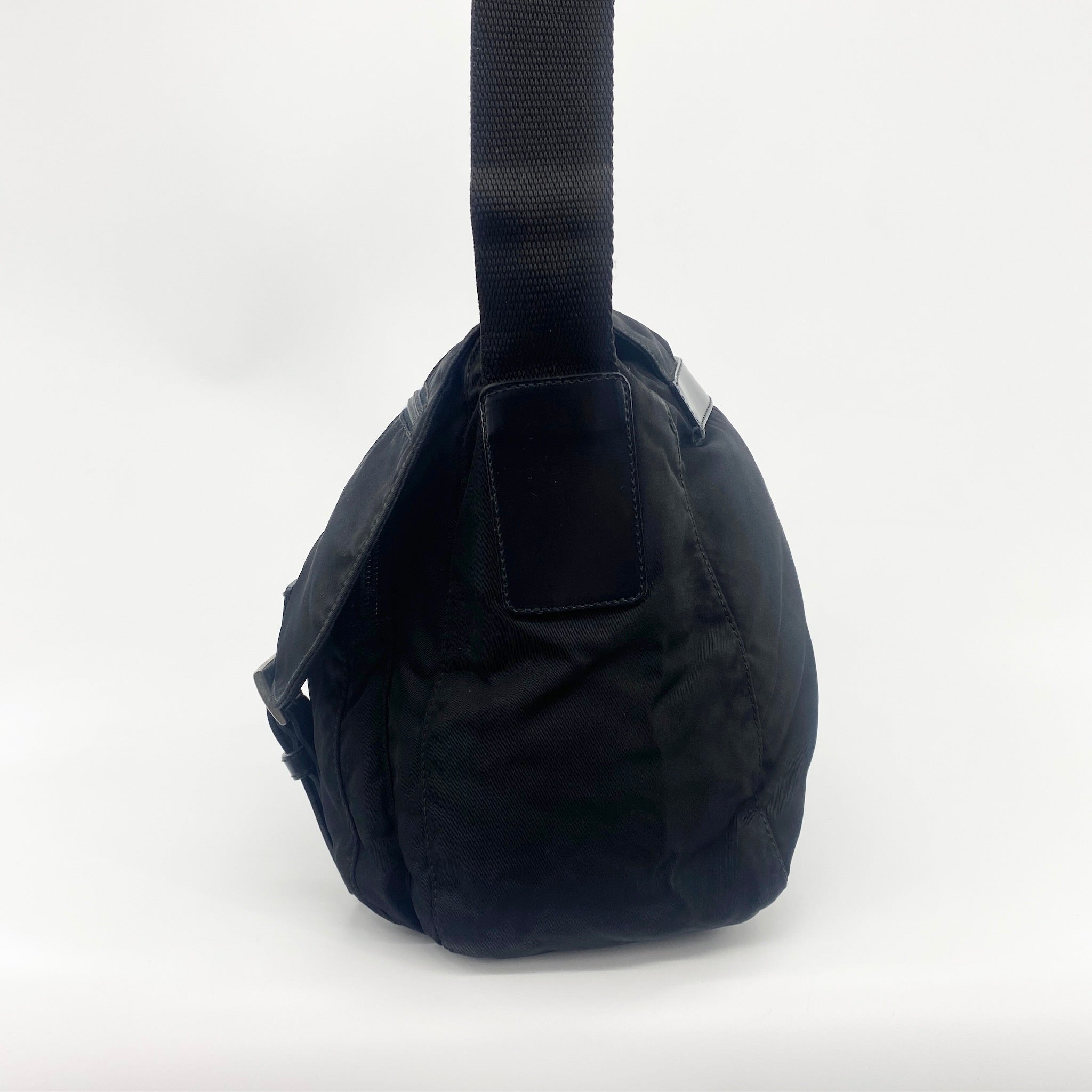 Nylon Messenger Medium Crossbody Black - Vintage Luxuries