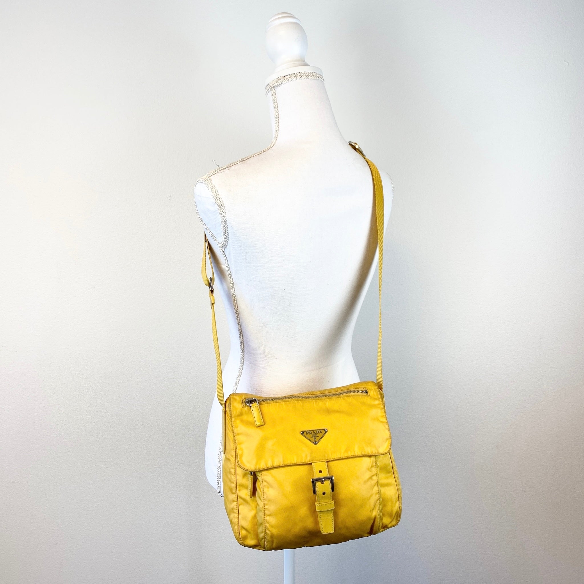 Nylon Messenger Small Crossbody Yellow - Vintage Luxuries