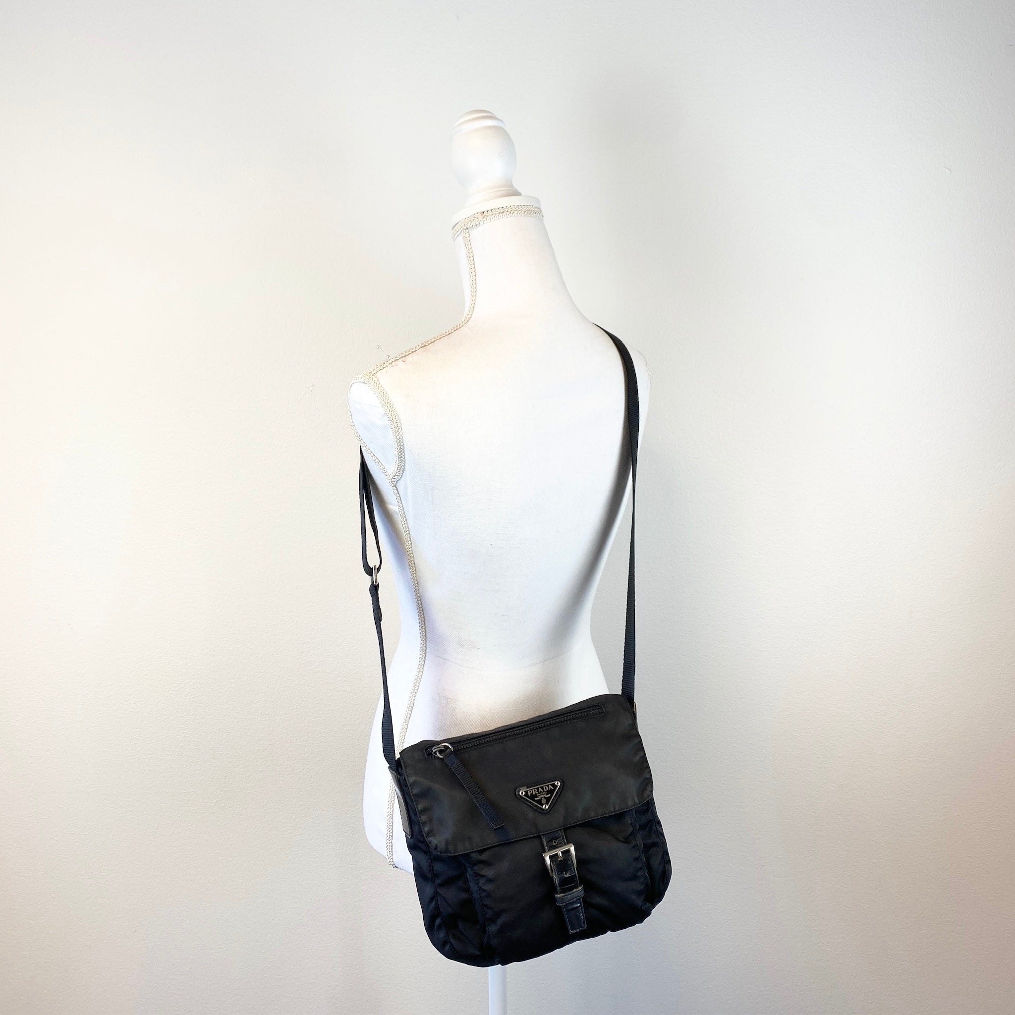 Nylon Messenger Small Crossbody Black - Vintage Luxuries
