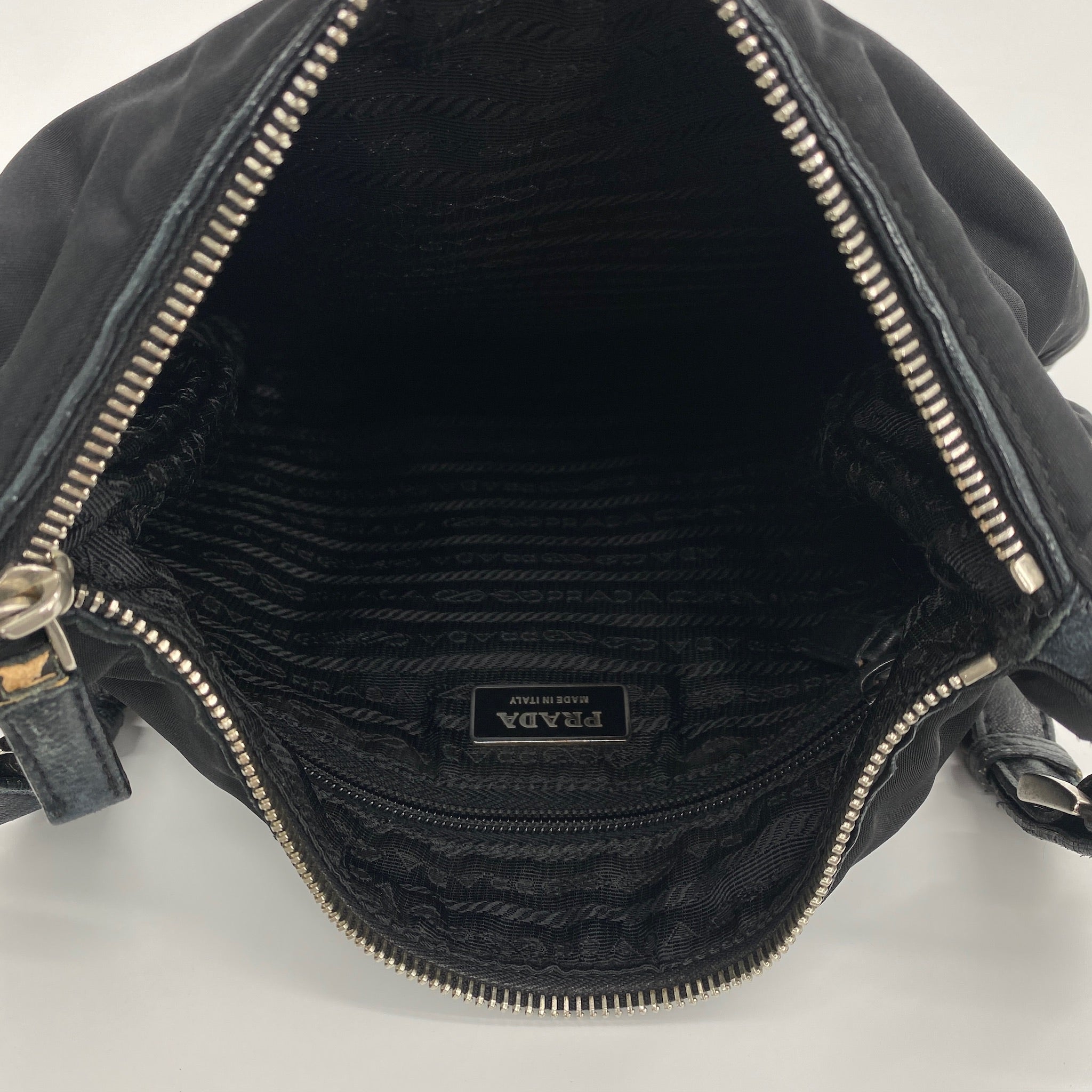 Nylon Hobo Shoulder Bag Black