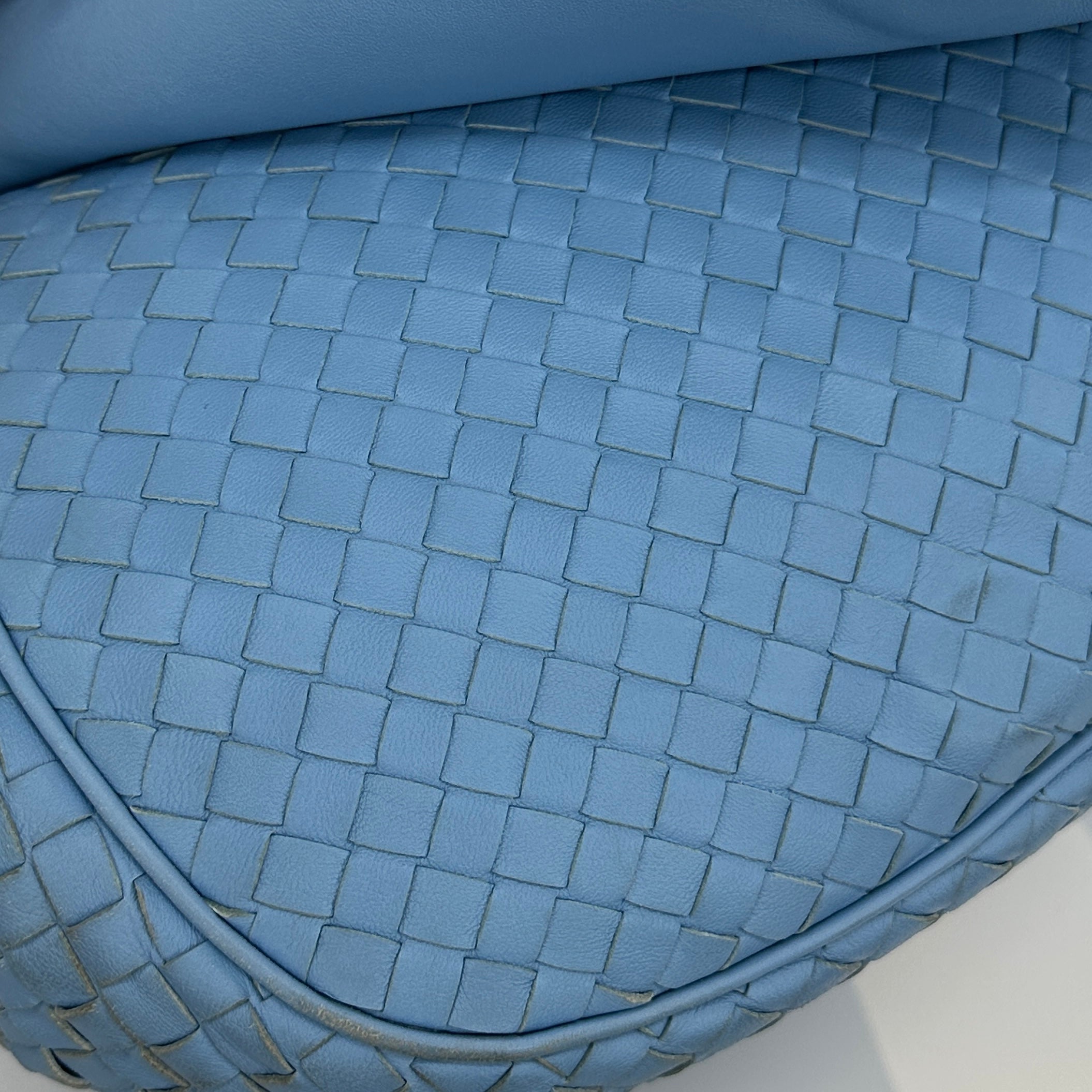 Intrecciato Hobo Flap Crossbody Bag Light Blue - Vintage Luxuries
