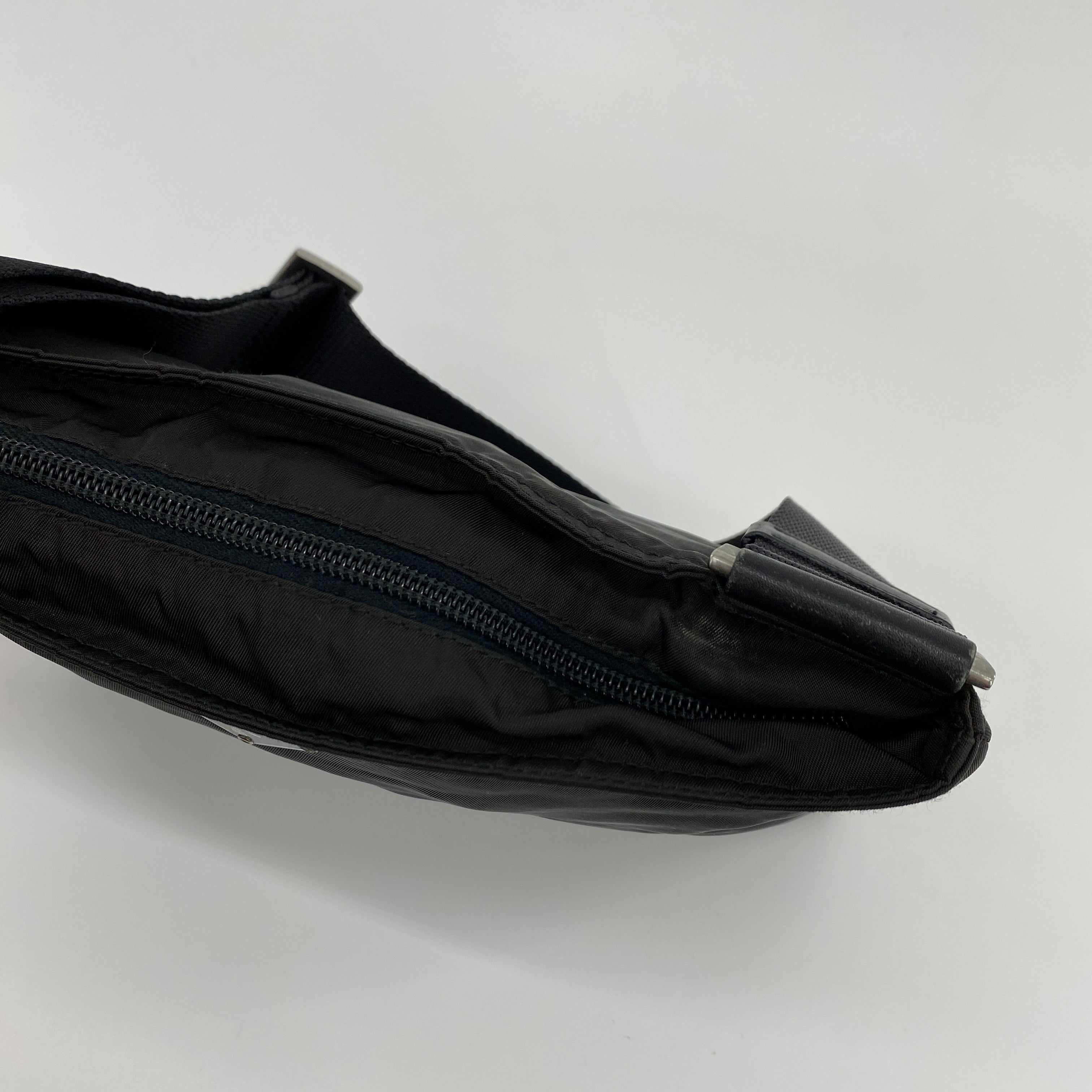 Nylon Flat Shoulder Bag Black