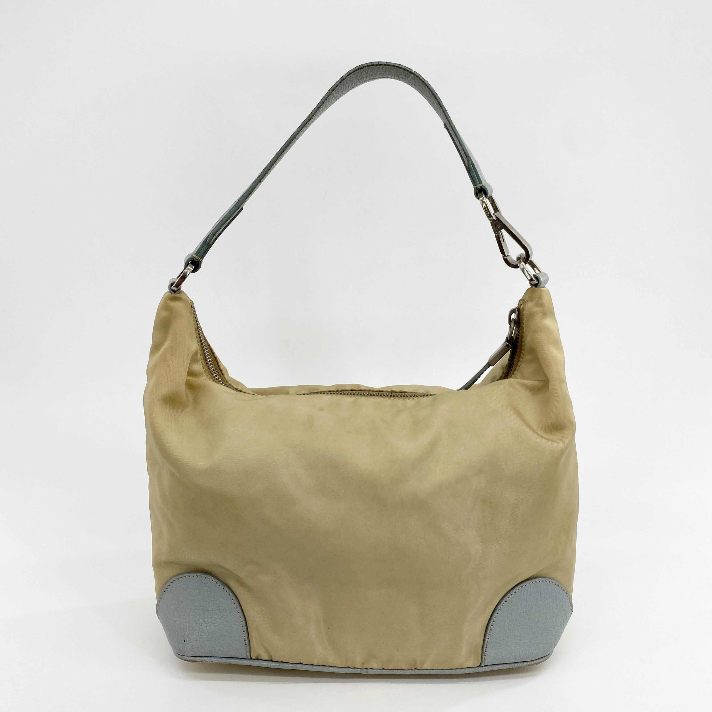 Nylon Shoulder Bag Blue Beige
