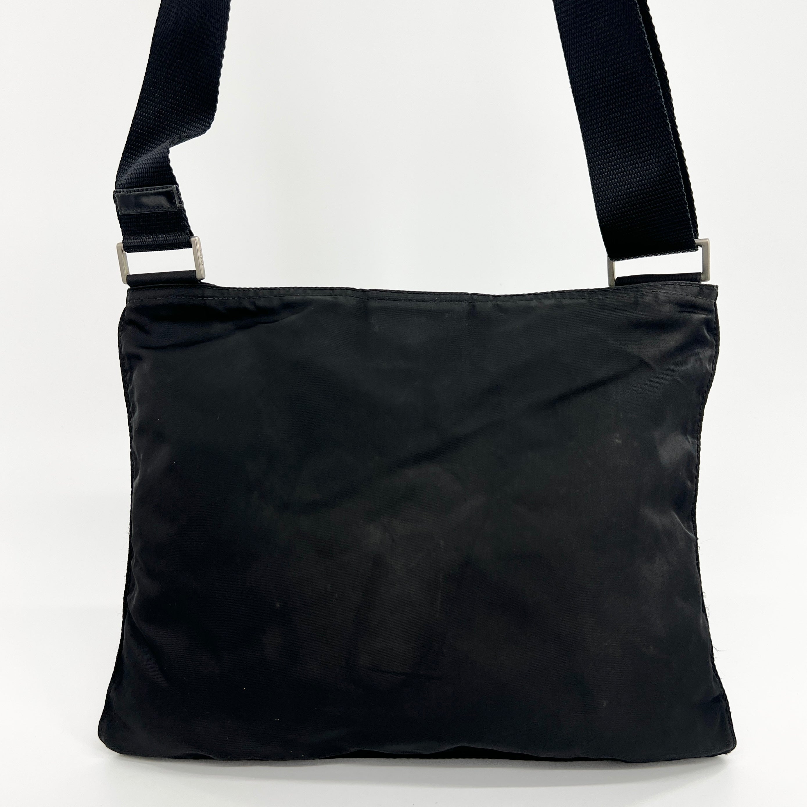 Nylon Flat Crossbody Black