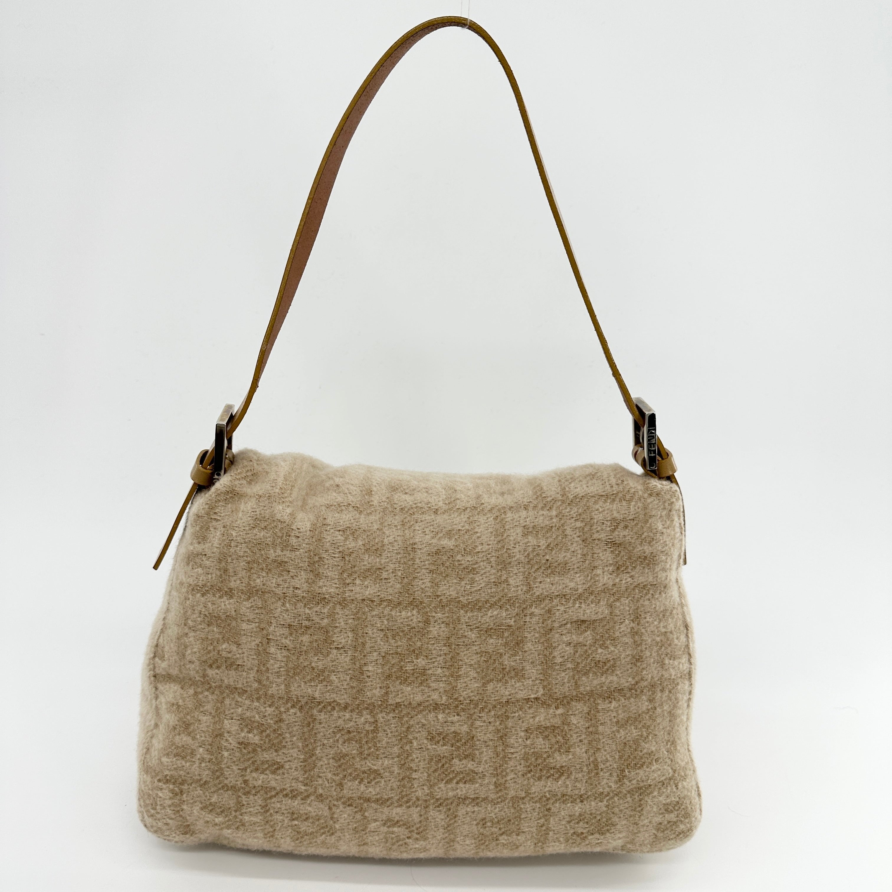 Wool Monogram Mamma Baguette Bag Beige