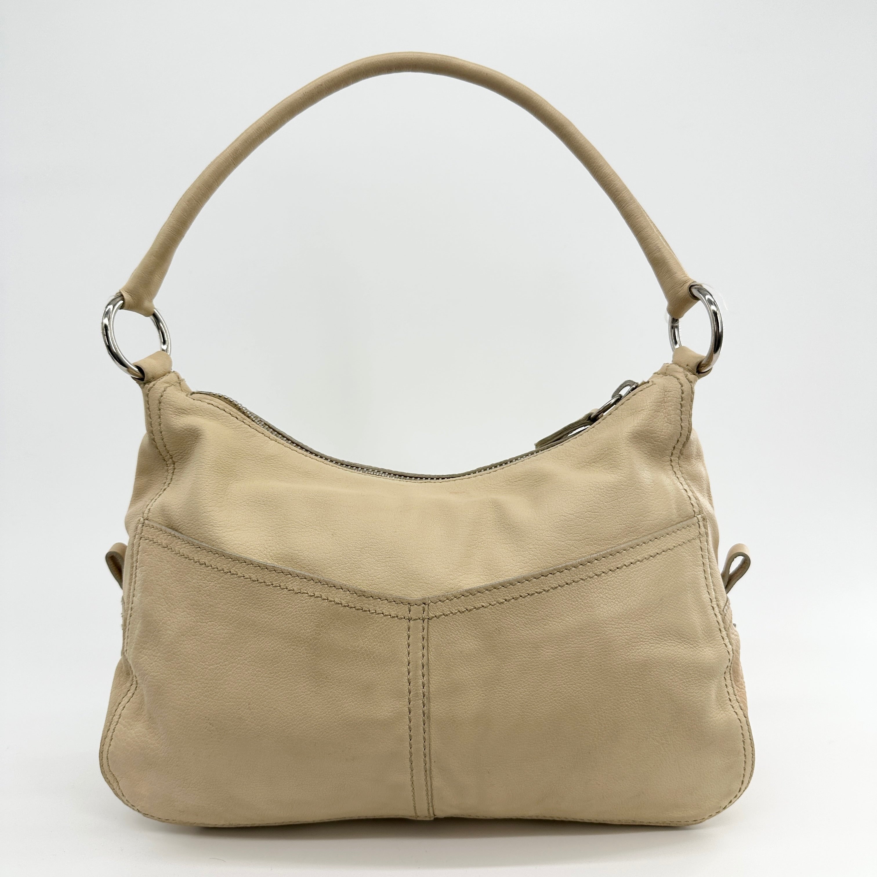 Leather Shoulder Bag Beige - Vintage Luxuries