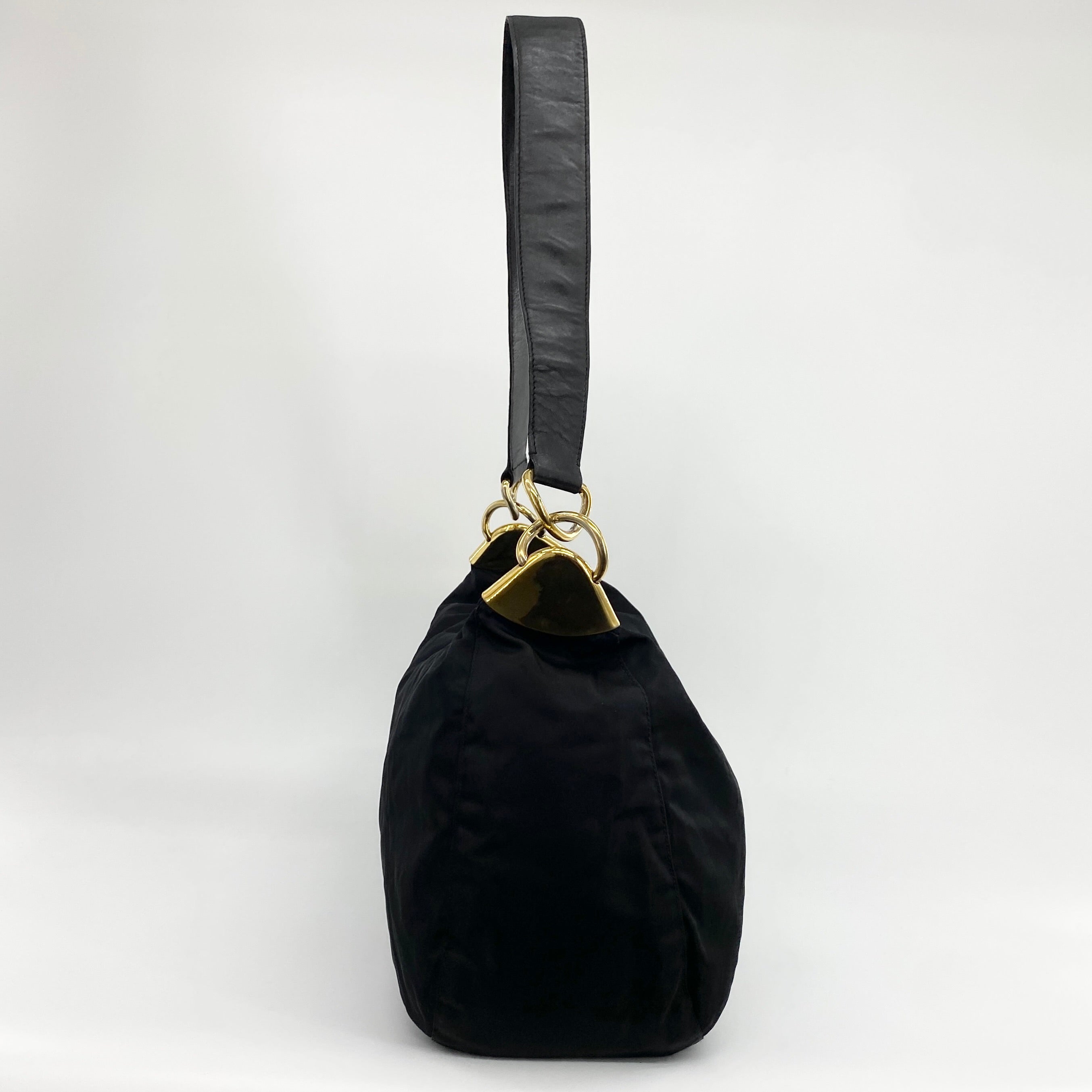 Nylon Hobo Bag Black