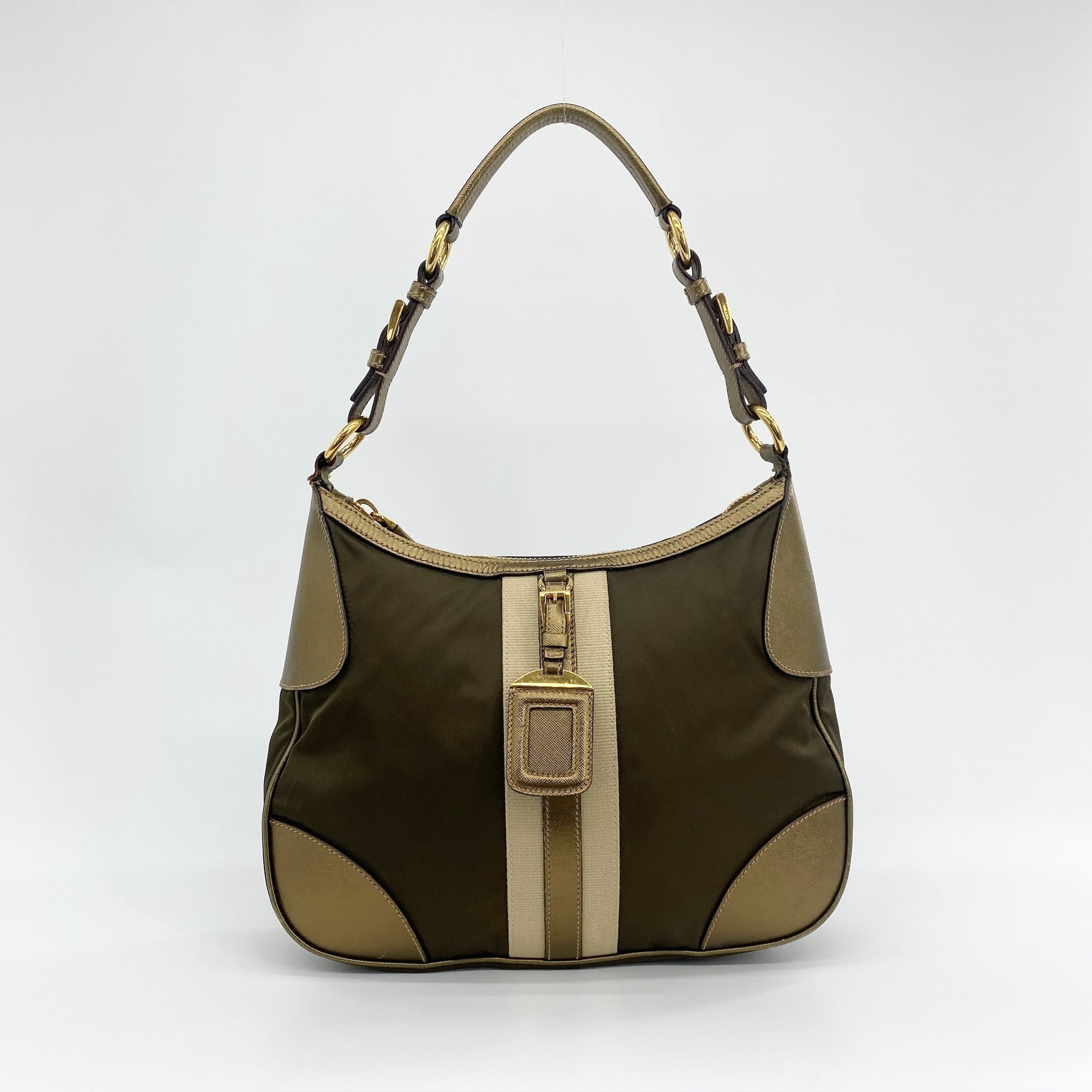 Nylon Shoulder Bag Khaki