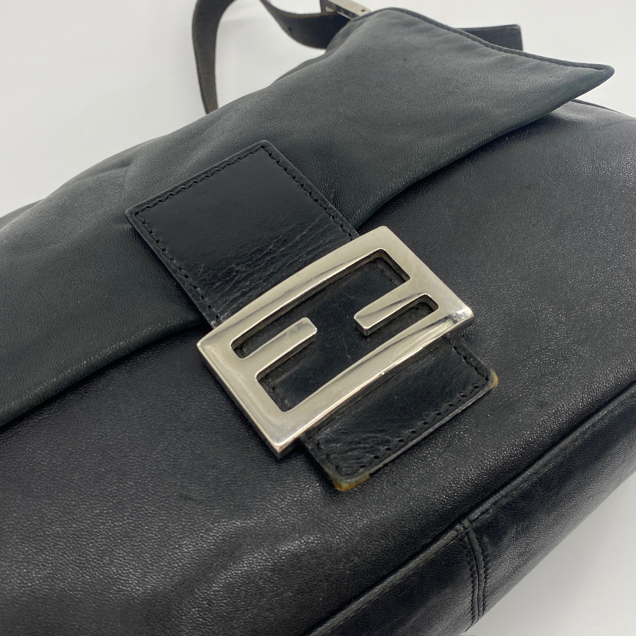 Leather Fendi Mamma Baguette Black