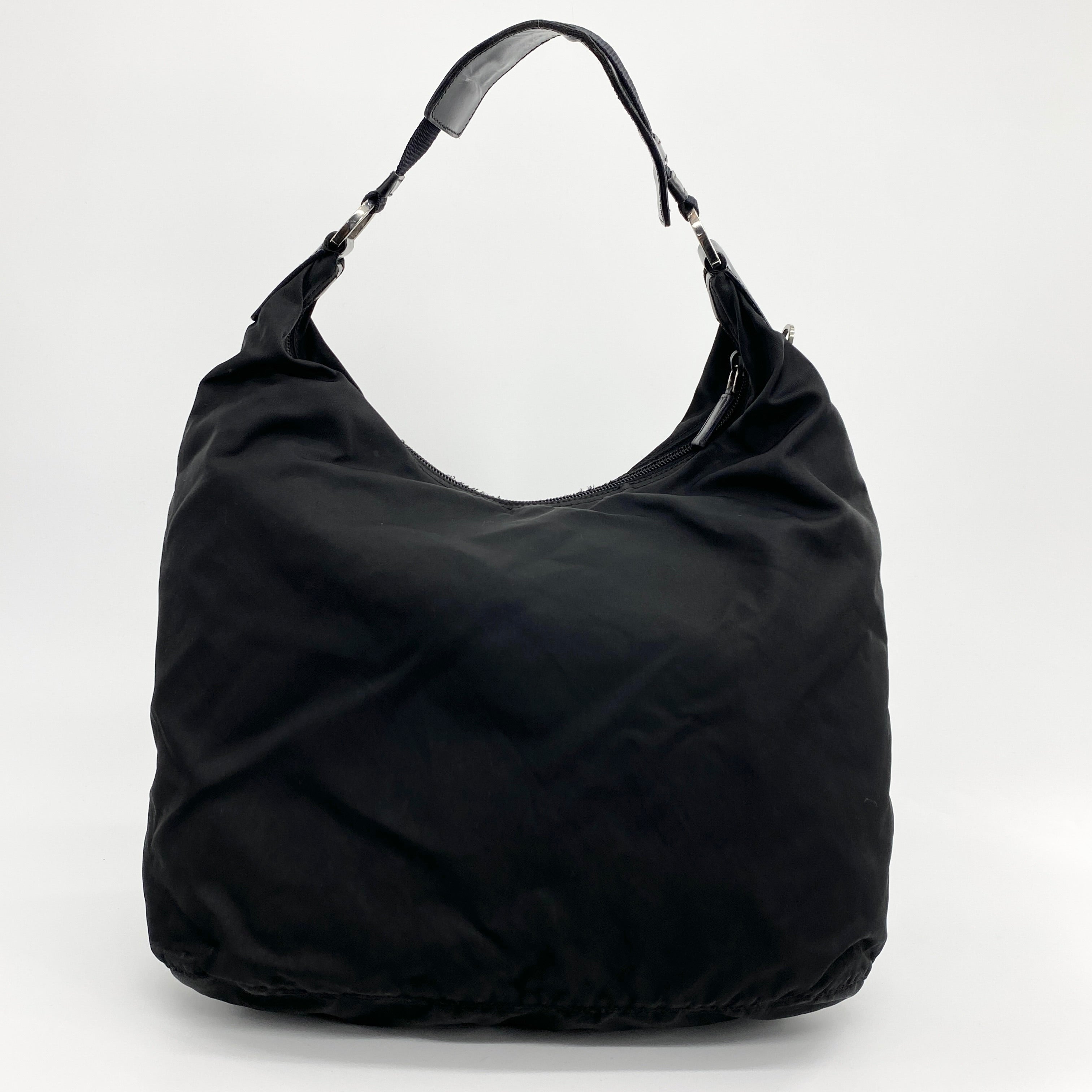 Nylon Multi Pocket Hobo Bag Black - Vintage Luxuries