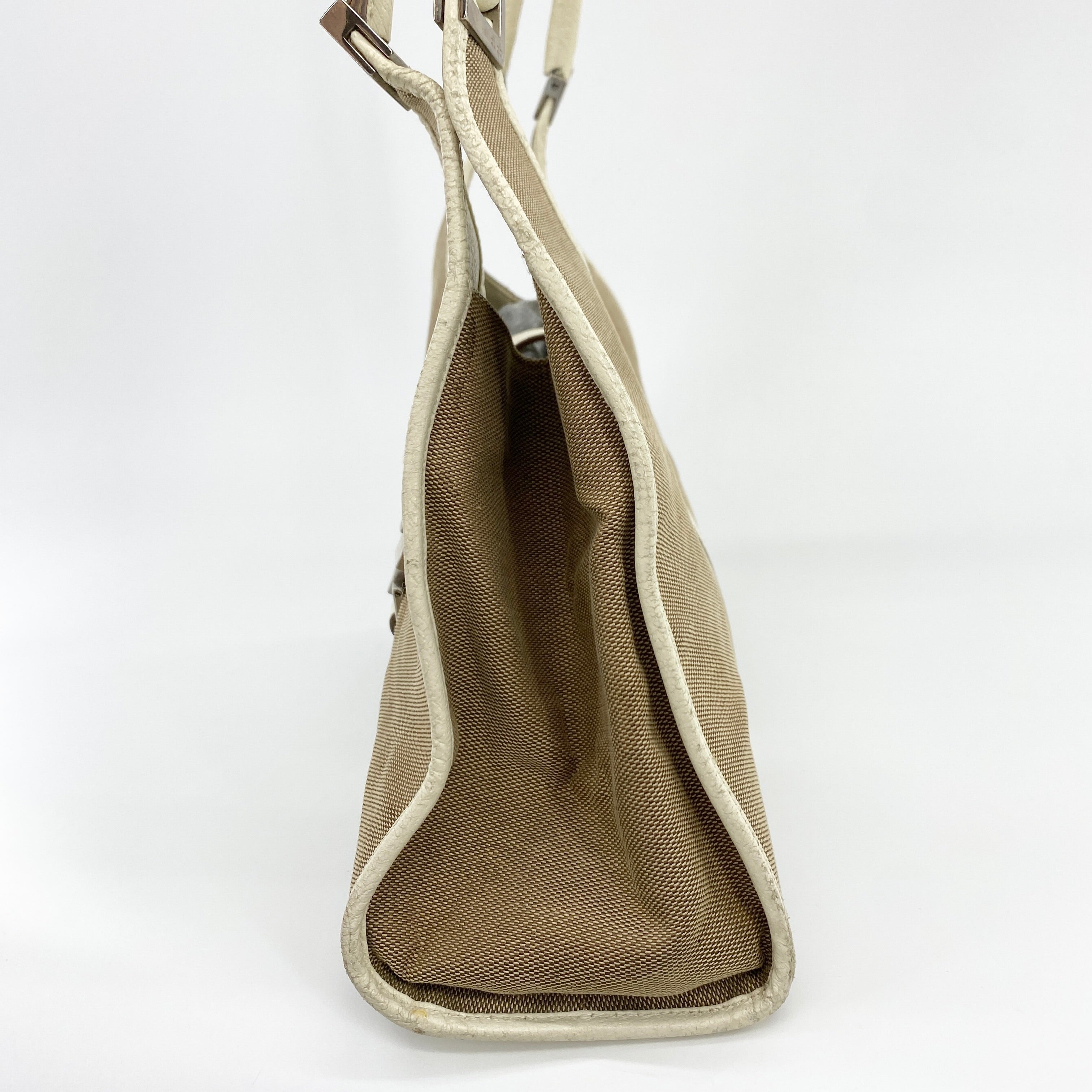 Canvas Jackie Shoulder Bag Beige - Vintage Luxuries