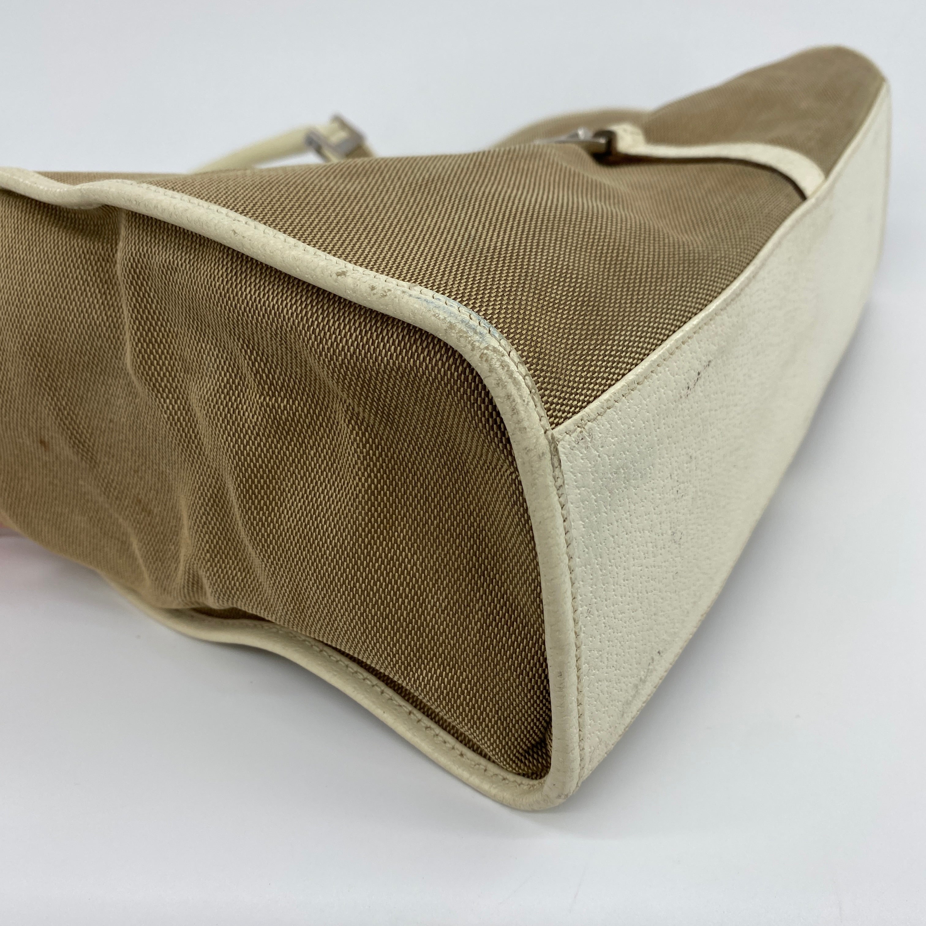 Canvas Jackie Shoulder Bag Beige - Vintage Luxuries