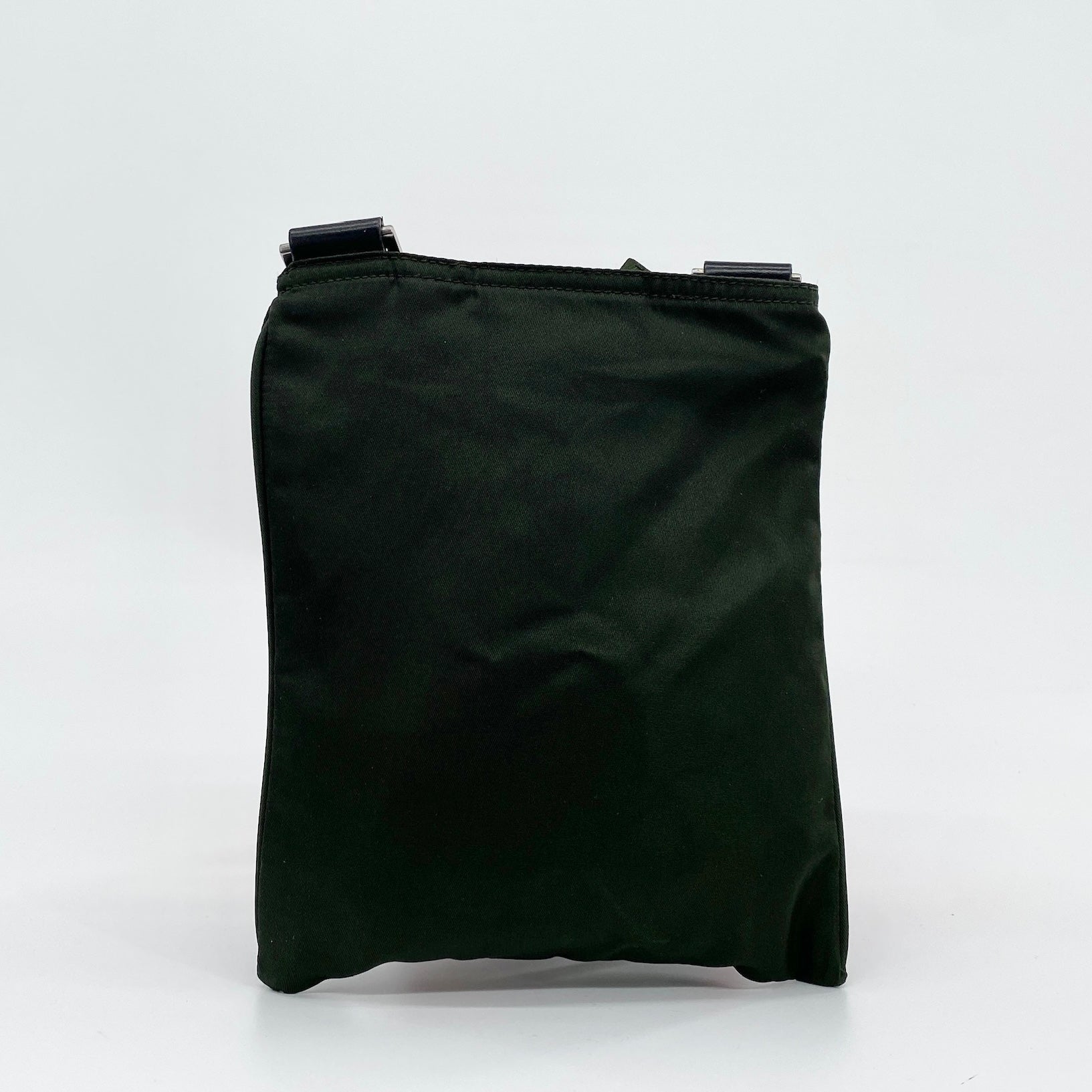 Nylon Flat Crossbody Bag Dark Green