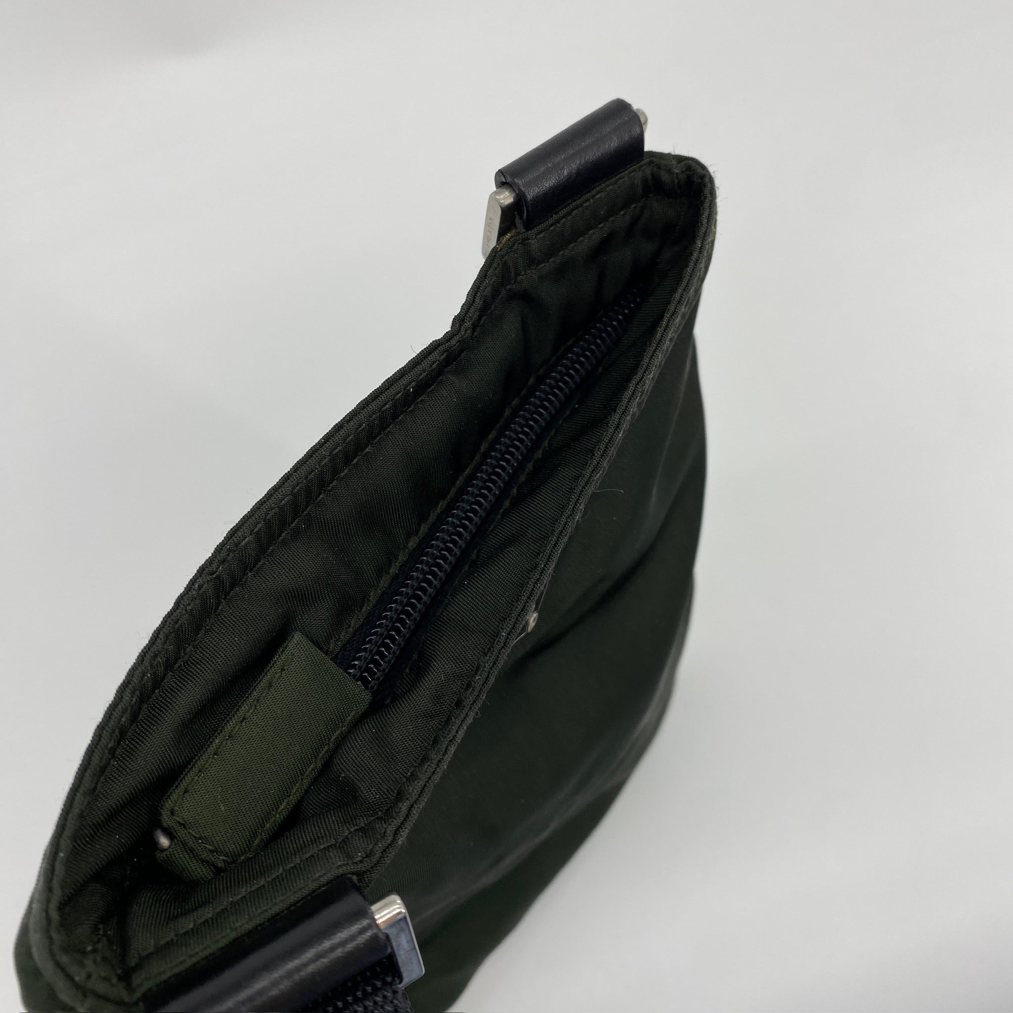 Nylon Flat Crossbody Bag Dark Green