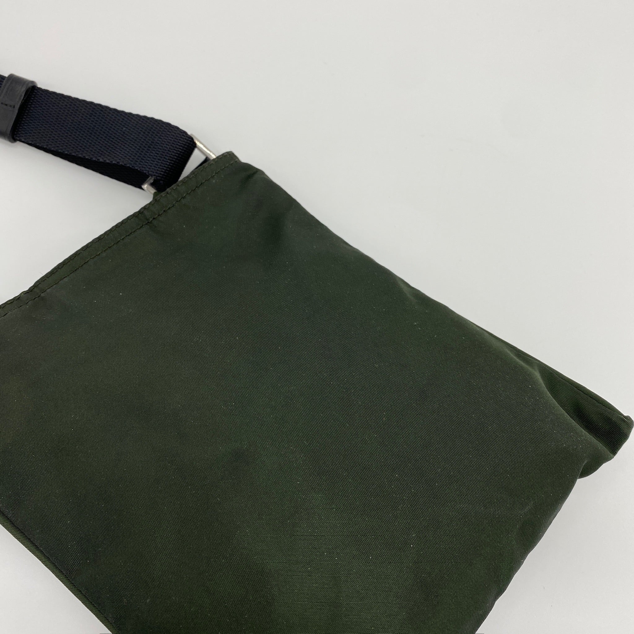 Nylon Flat Crossbody Bag Dark Green