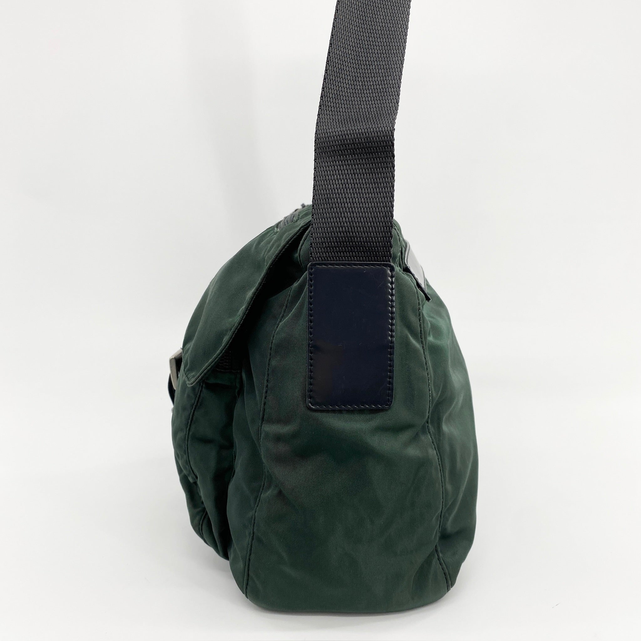 Nylon Messenger Small Crossbody Dark Green