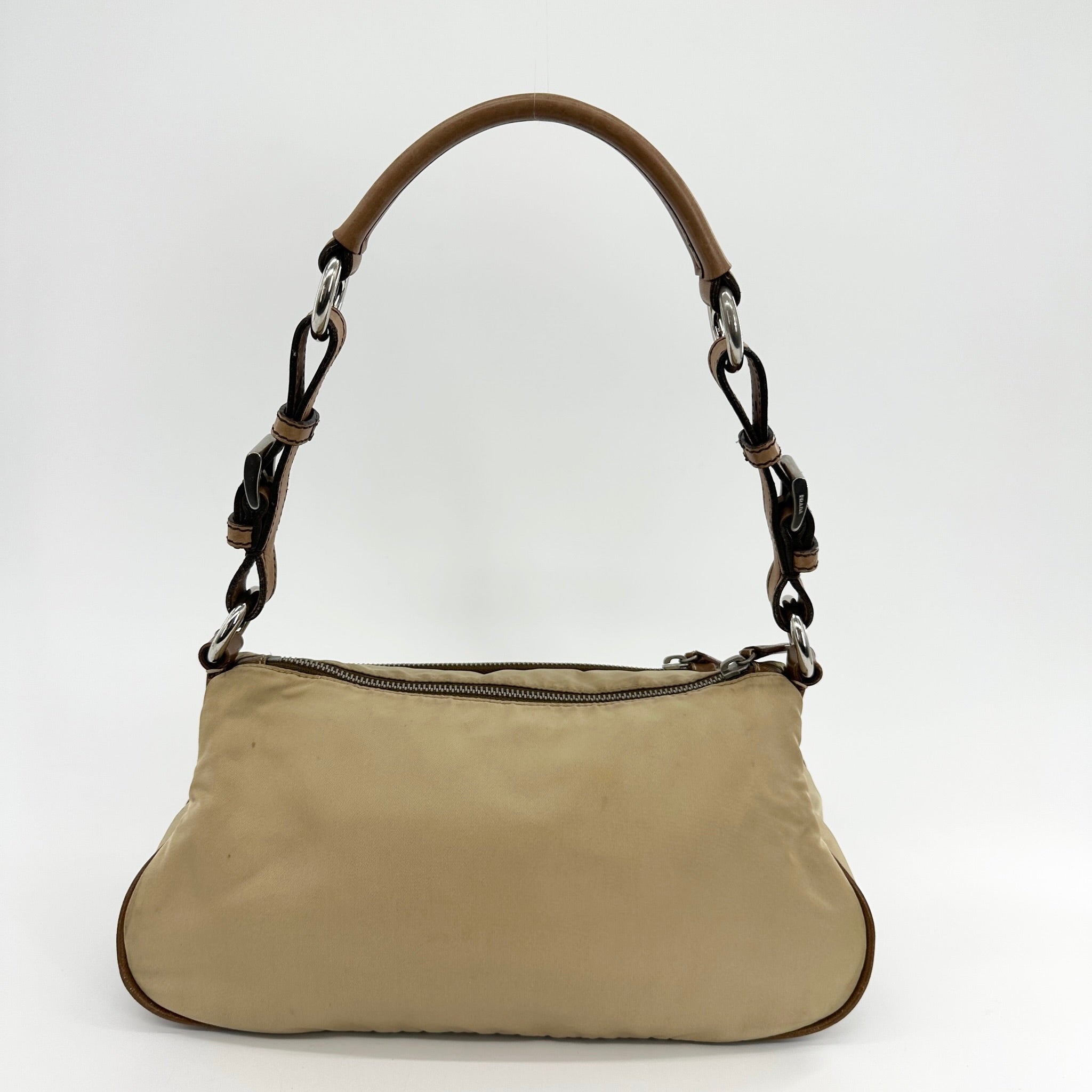 Nylon Shoulder Bag Beige Brown - Vintage Luxuries