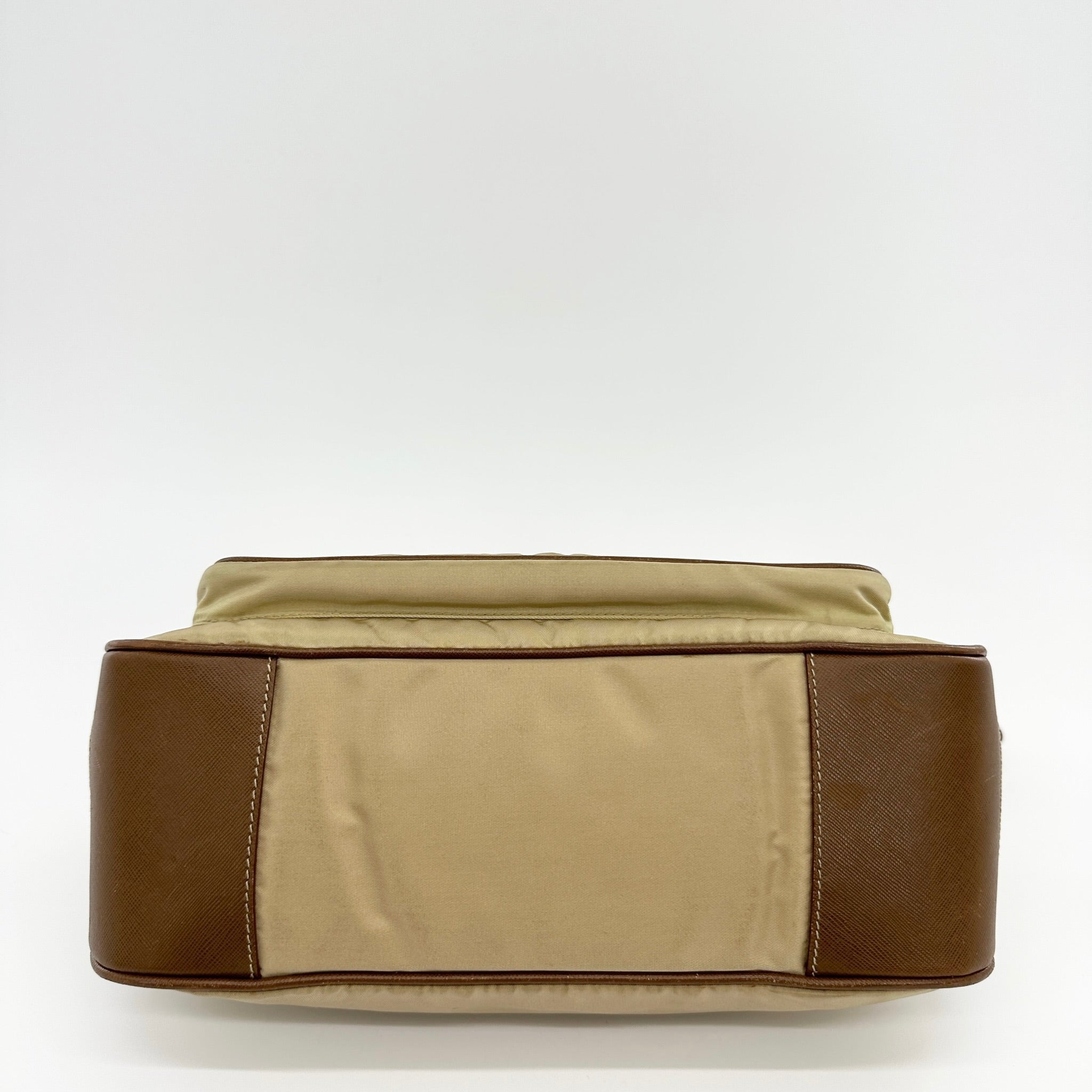 Nylon Shoulder Bag Beige Brown