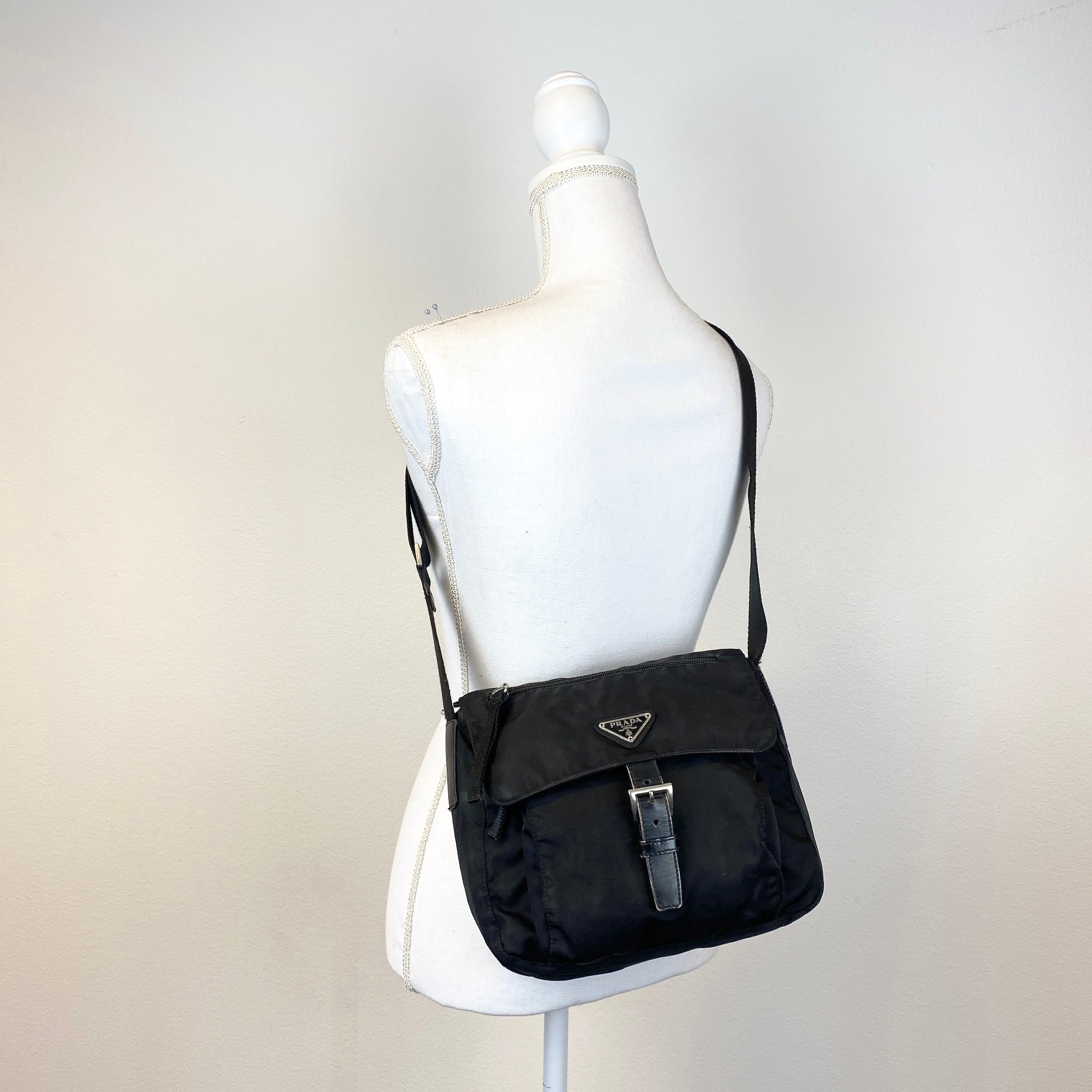 Nylon Messenger Small Crossbody Black