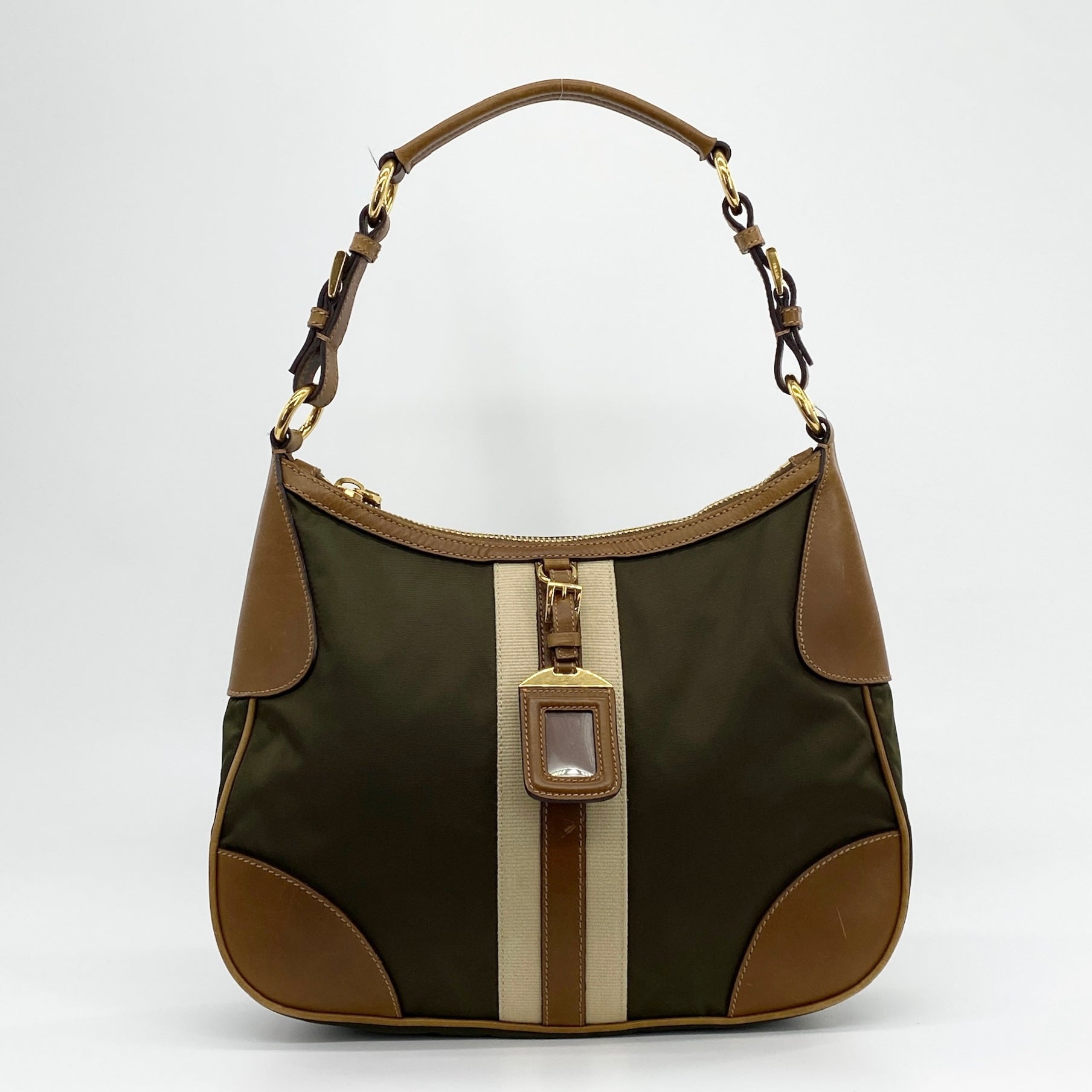 Nylon Shoulder Bag Khaki