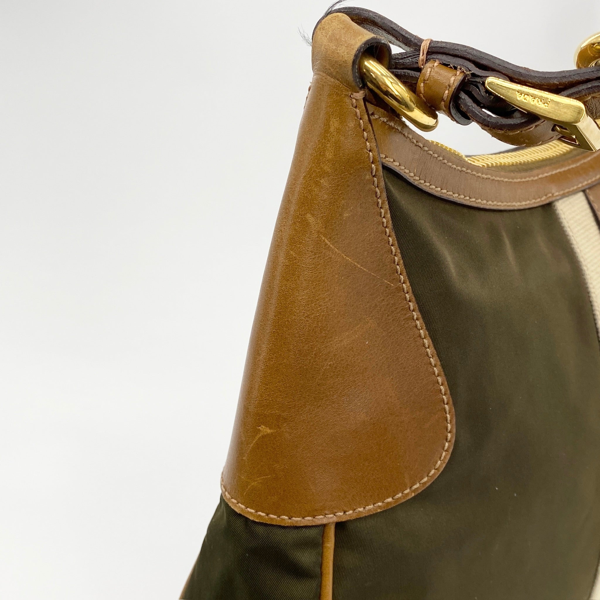 Nylon Shoulder Bag Khaki