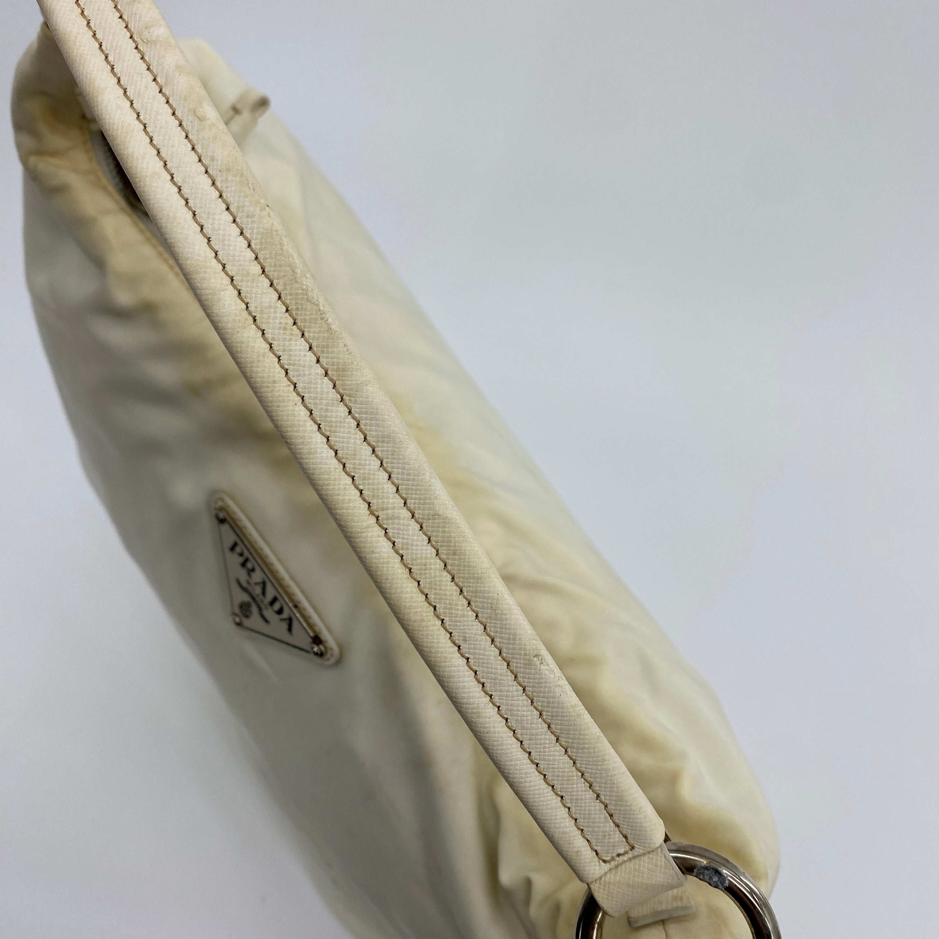 Nylon Hobo Shoulder Bag Off White - Vintage Luxuries