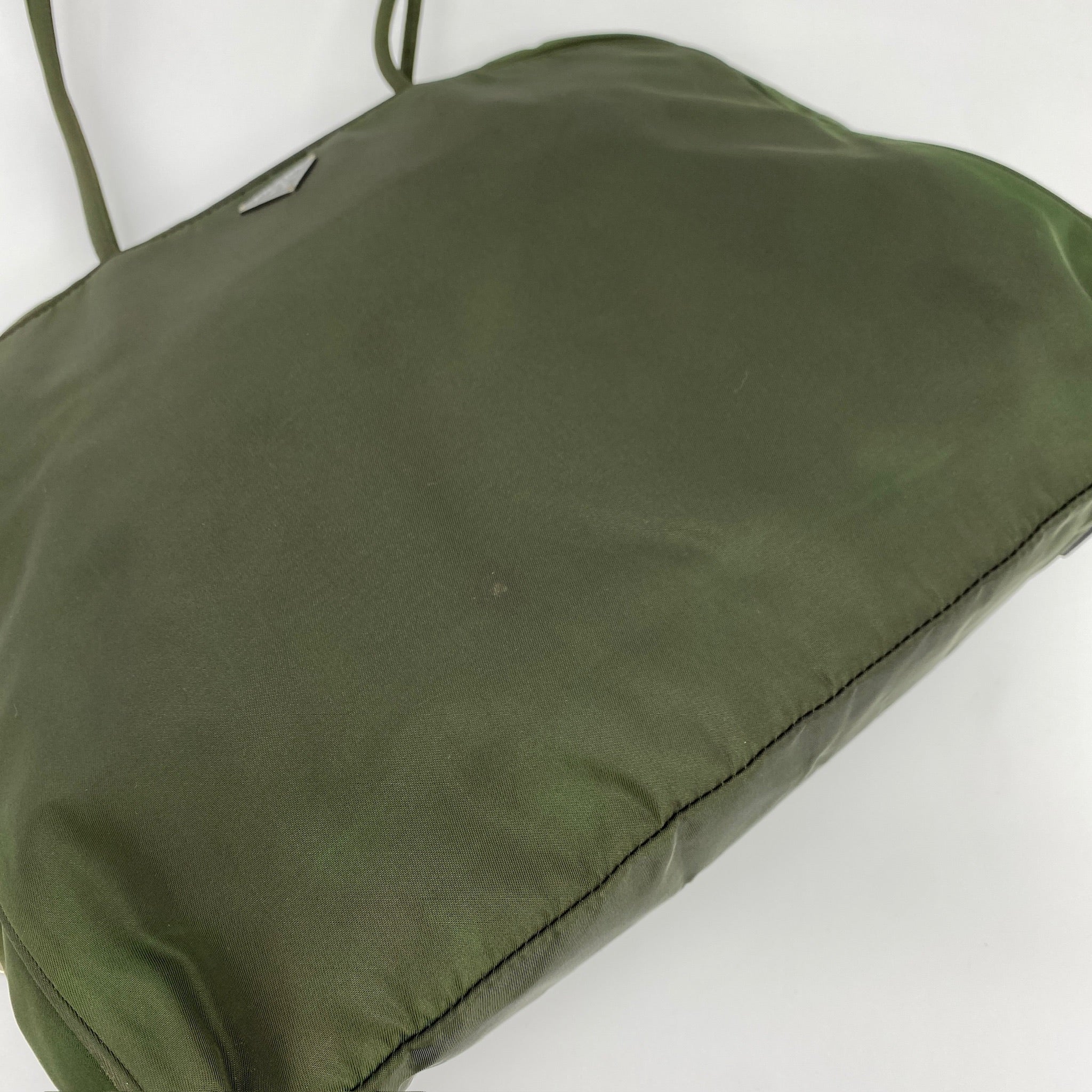Nylon Laptop Shoulder Bag Dark Green