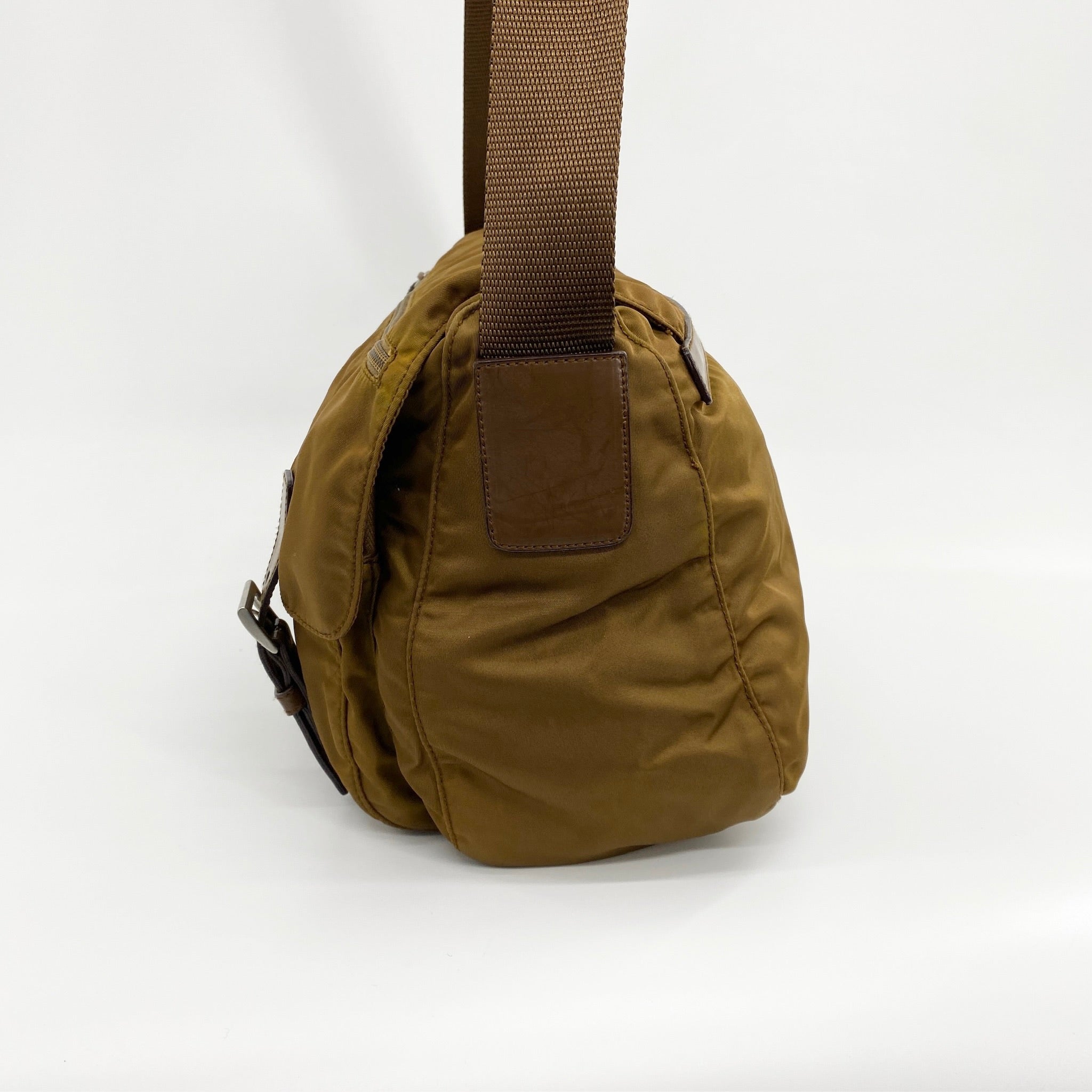 Nylon Messenger Medium Crossbody Brown