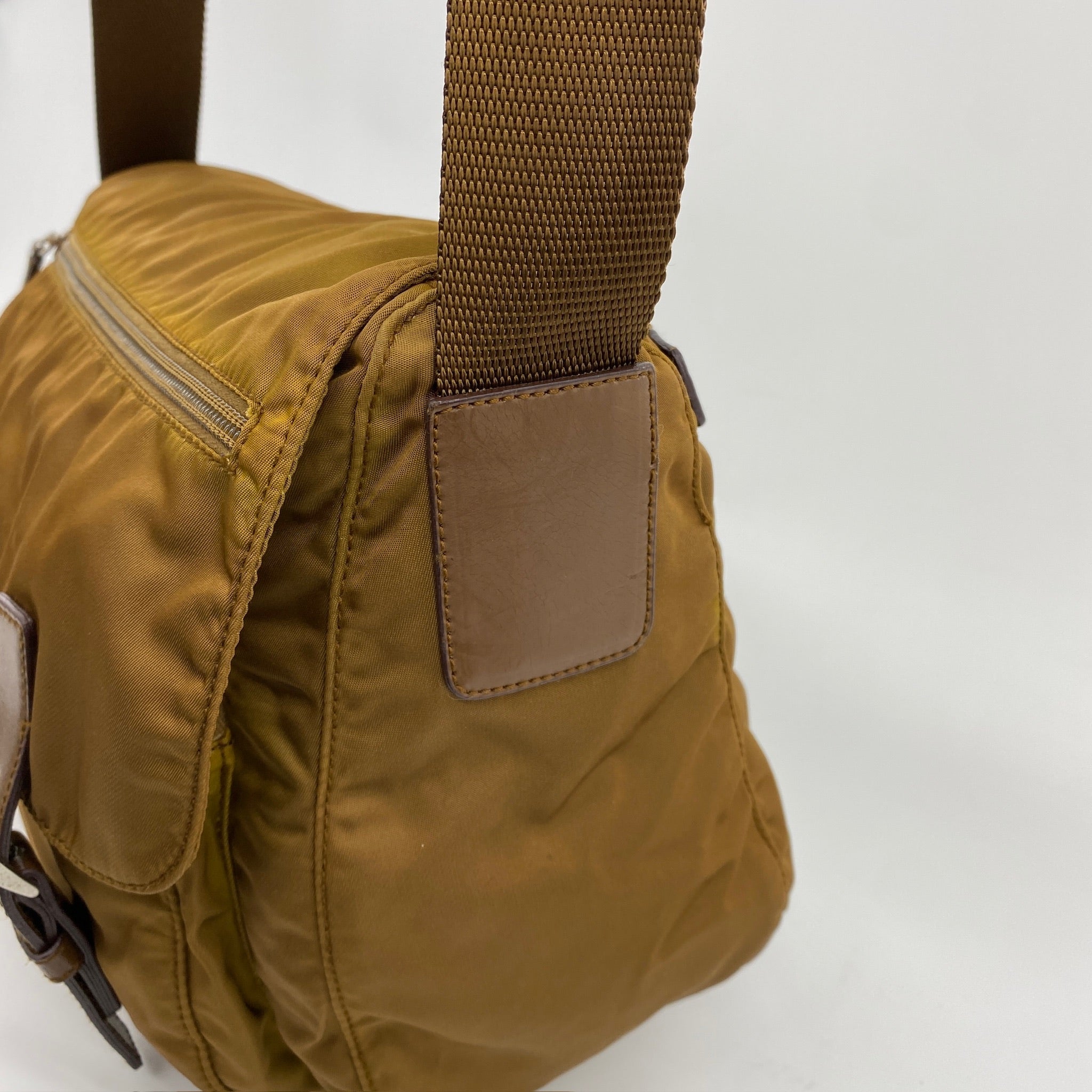 Nylon Messenger Medium Crossbody Brown