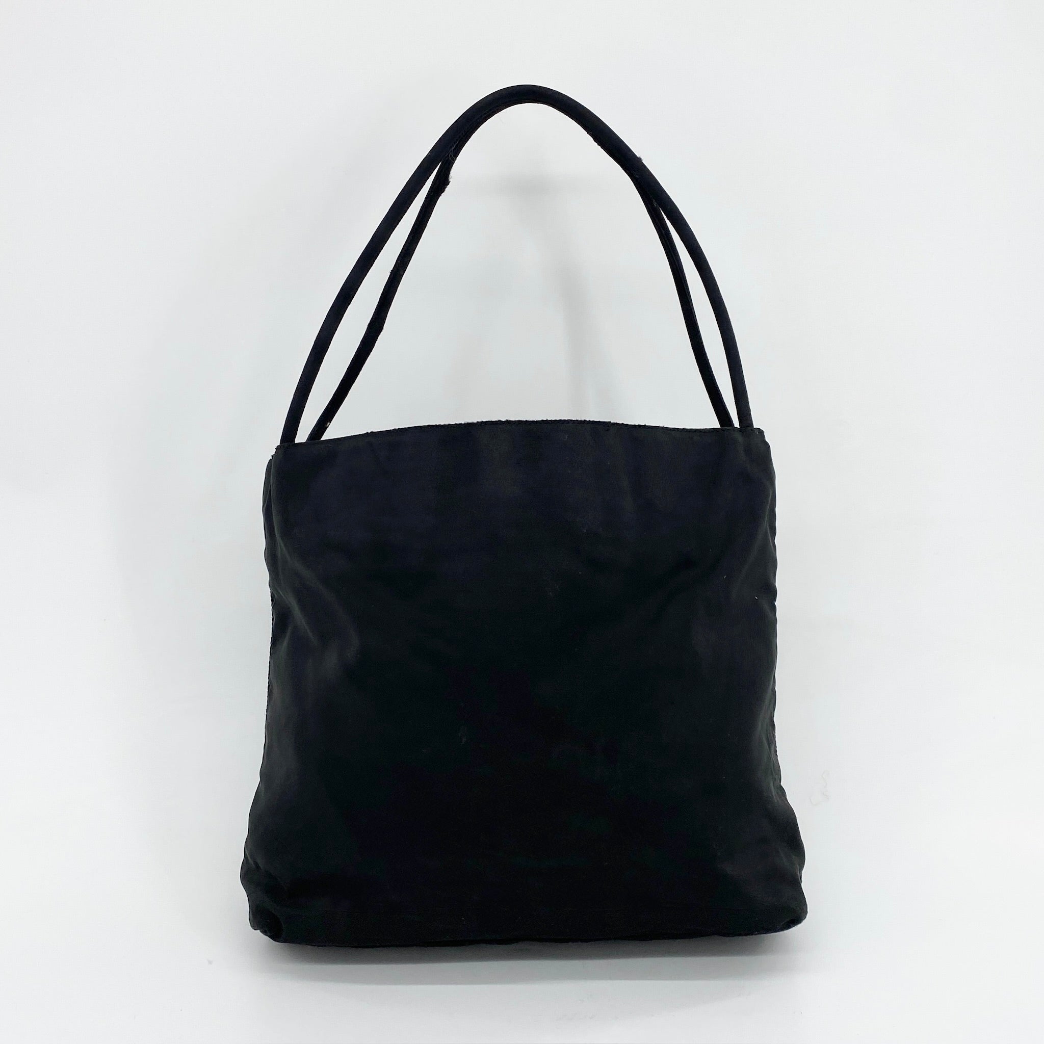 Nylon Small Tote Shoulder Bag Black