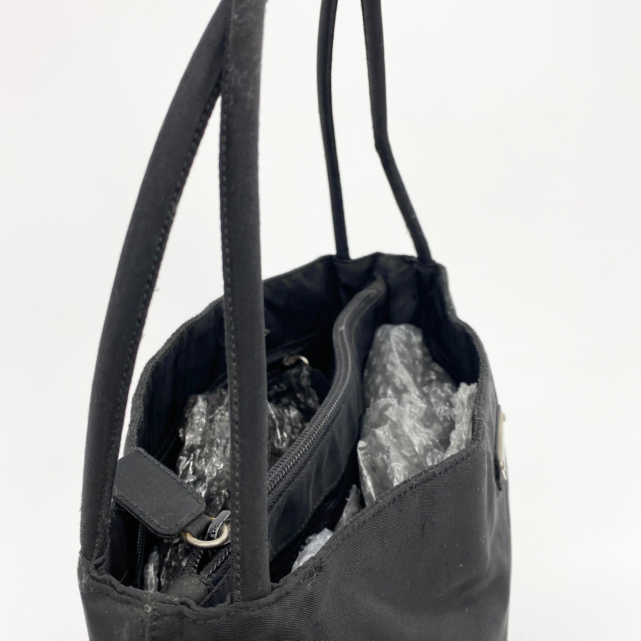 Nylon Small Tote Shoulder Bag Black