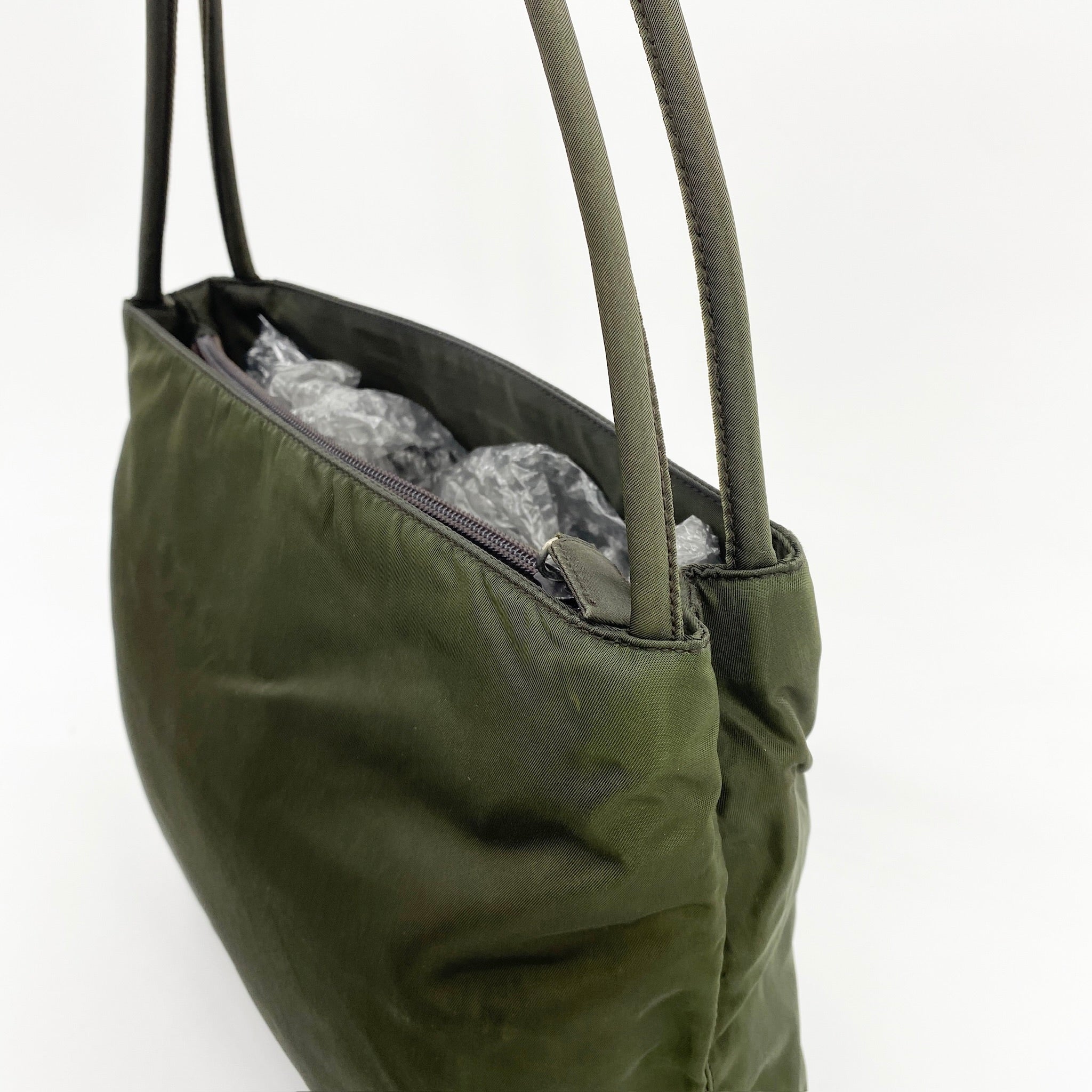 Nylon Small Tote Shoulder Dark Green