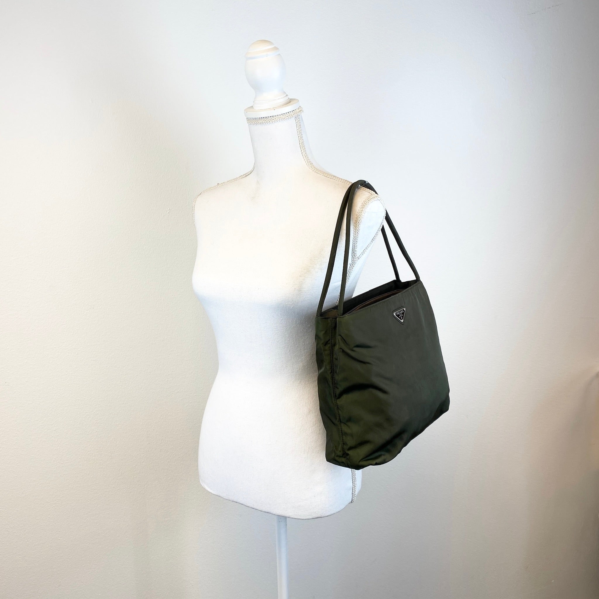 Nylon Small Tote Shoulder Dark Green