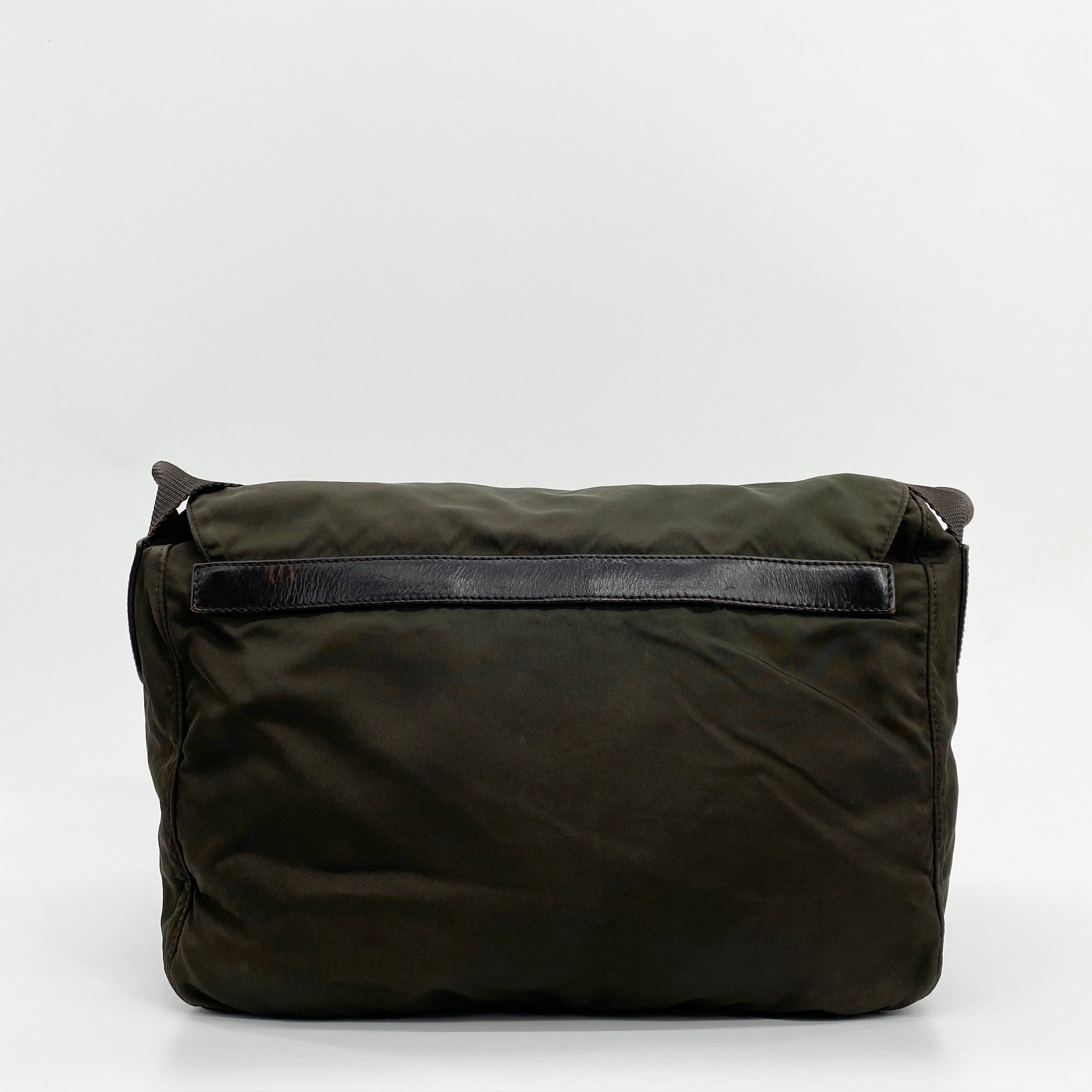 Nylon Messenger Medium Crossbody Dark Green