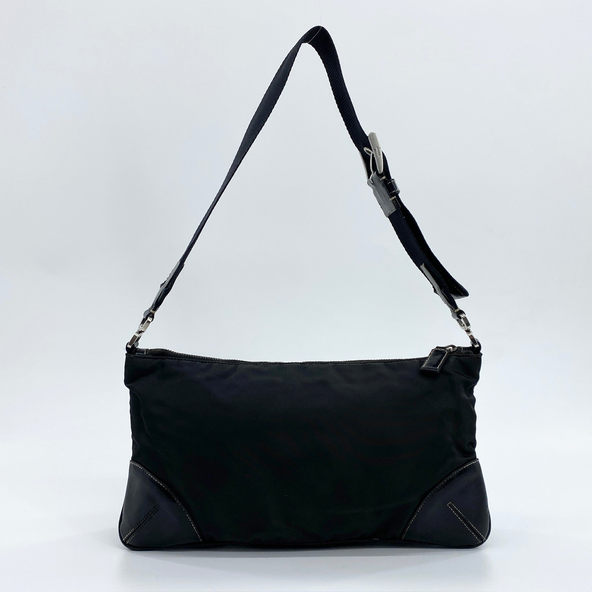 Nylon Leather Shoulder Bag Black