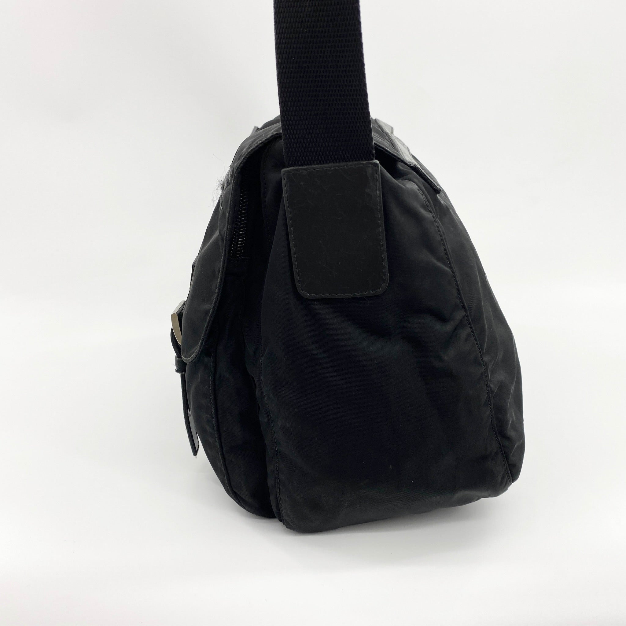 Nylon Messenger Large Crossbody Black