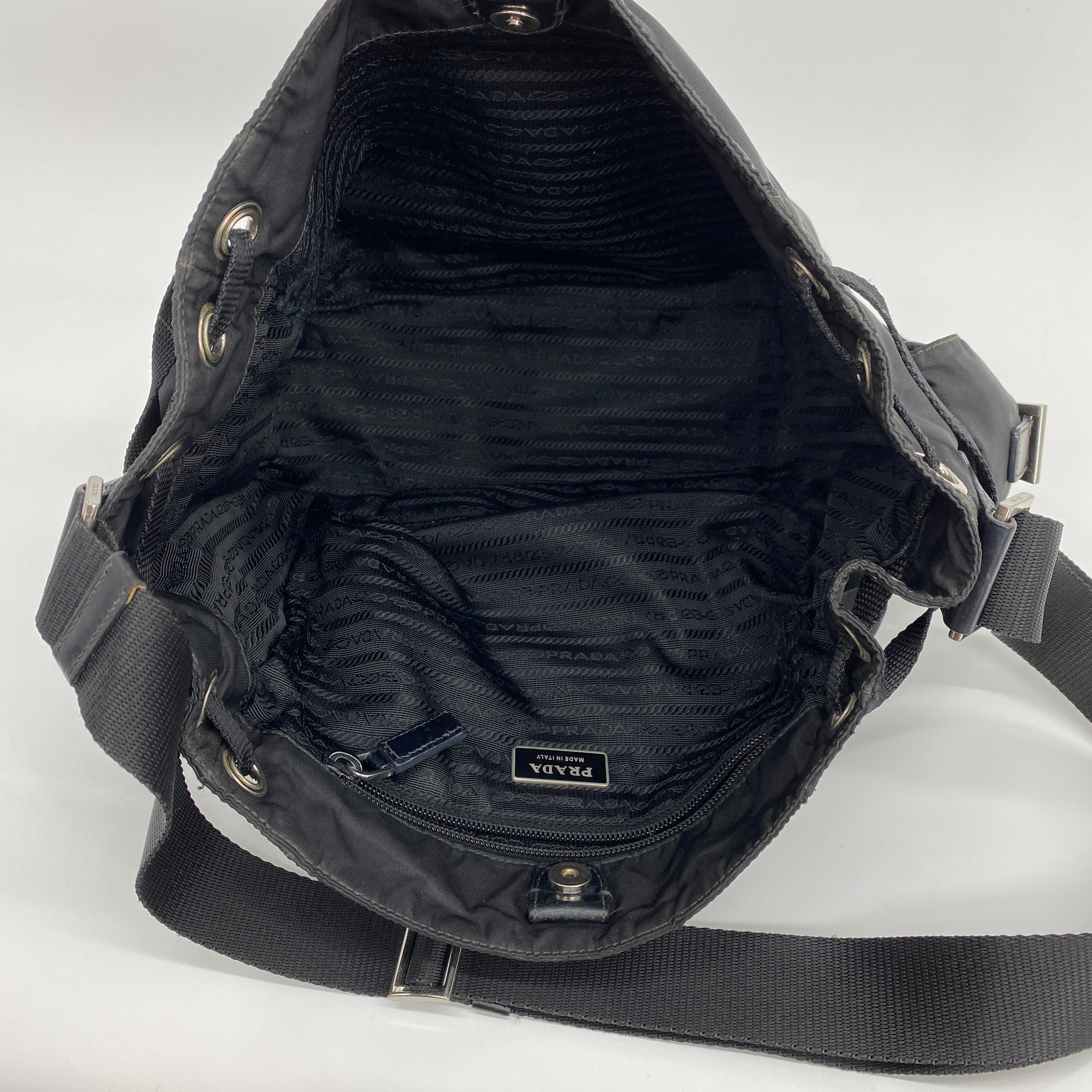 Nylon Hobo Crossbody Bag Black