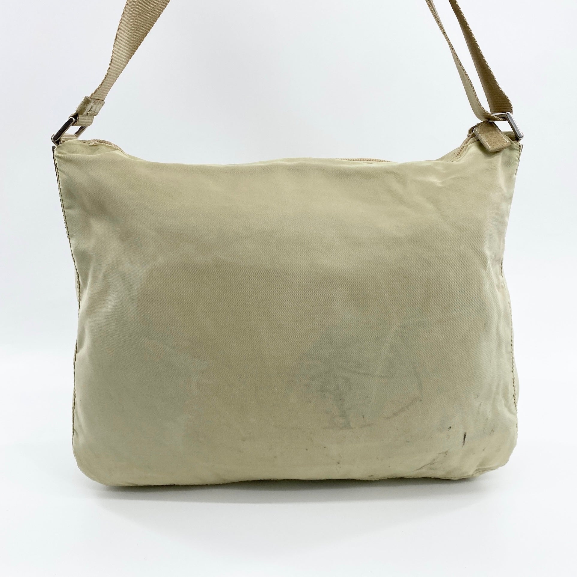 Nylon Messenger Large Crossbody Off White