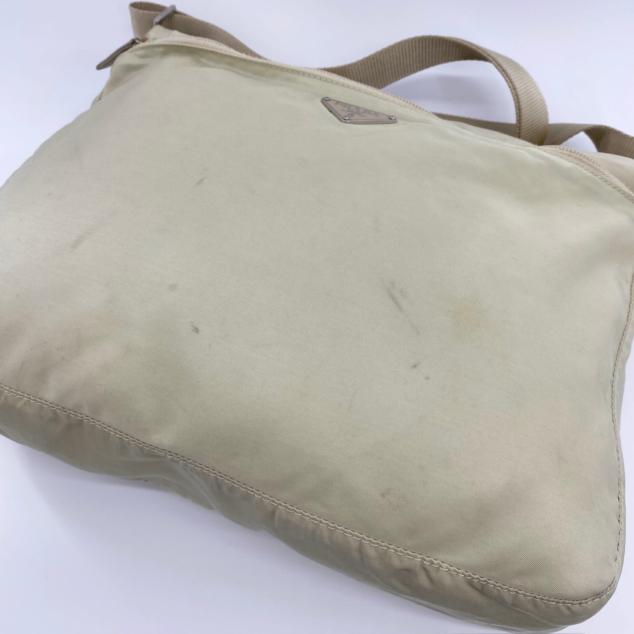 Nylon Messenger Large Crossbody Off White