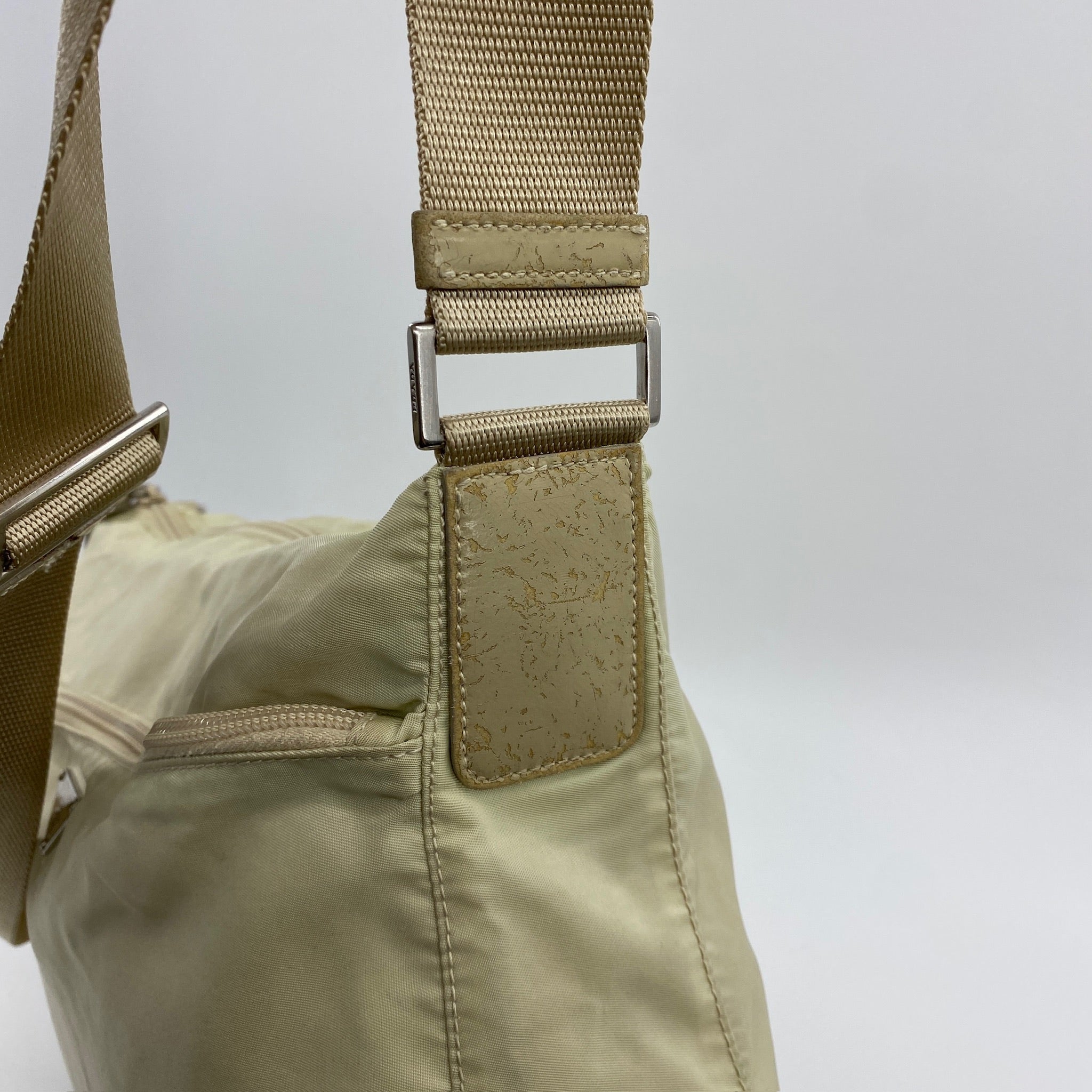 Nylon Messenger Large Crossbody Off White