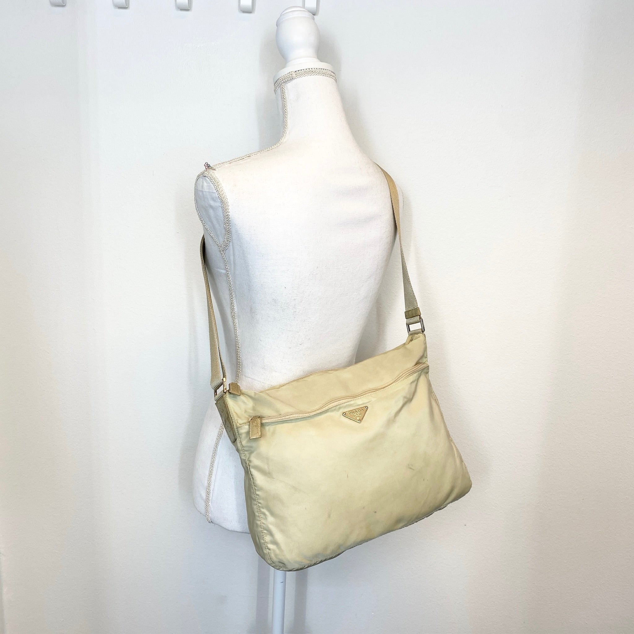 Nylon Messenger Large Crossbody Off White
