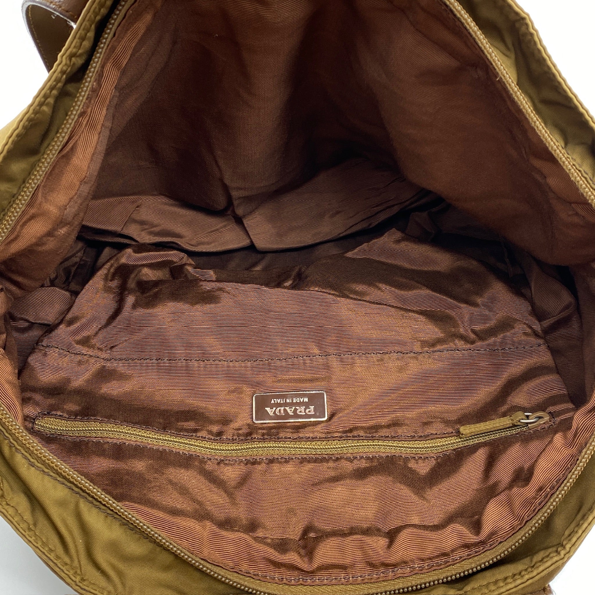 Nylon Tote Shoulder Bag Brown