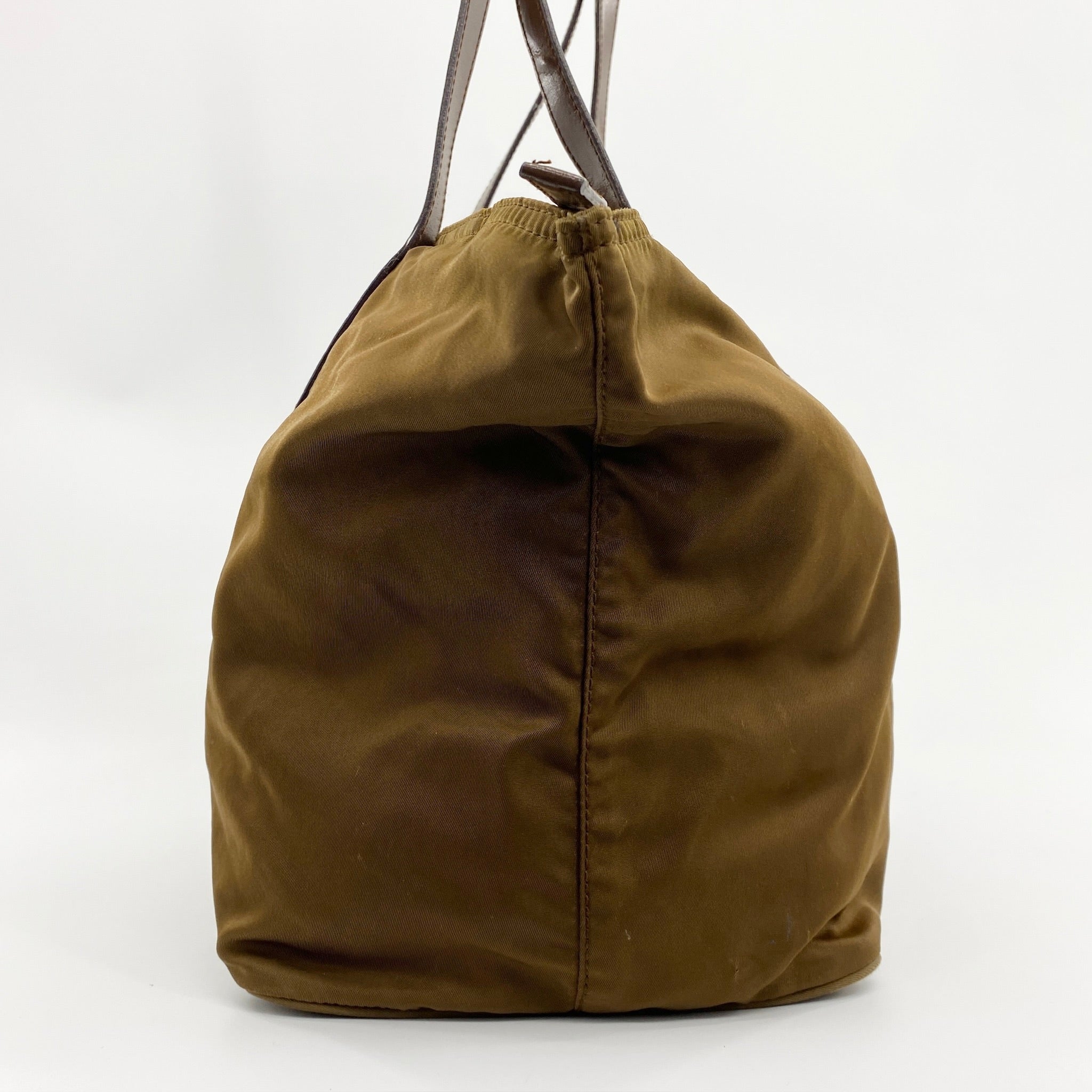 Nylon Tote Shoulder Bag Brown