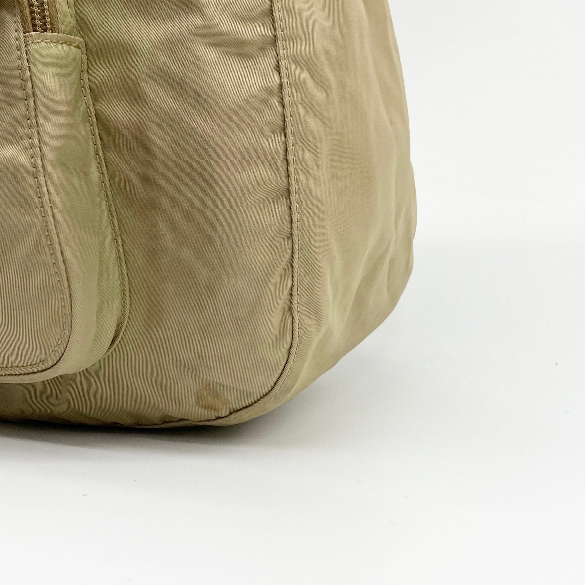 Nylon Hobo Shoulder Bag Beige