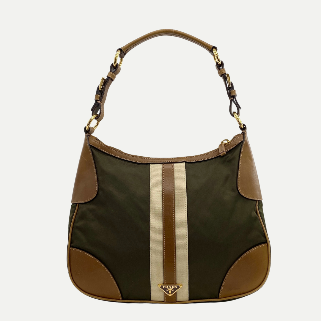 Nylon Shoulder Bag Khaki