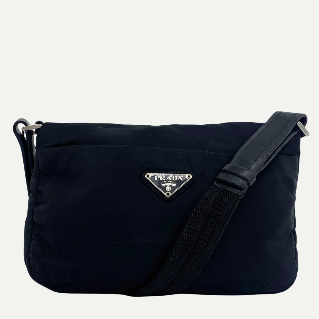 Nylon Tessuto Shoulder Bag Black