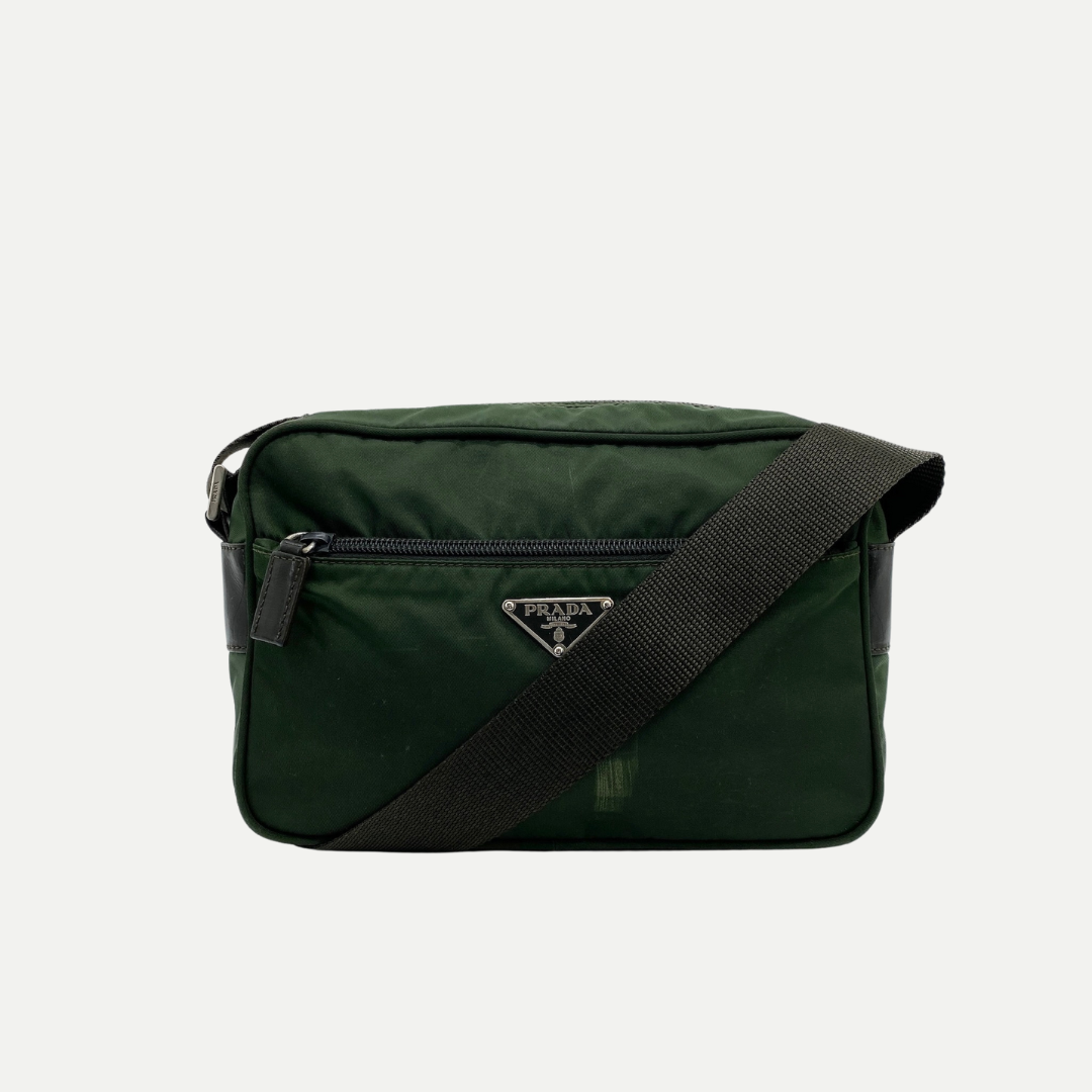 Nylon Camera Crossbody Small Dark Green