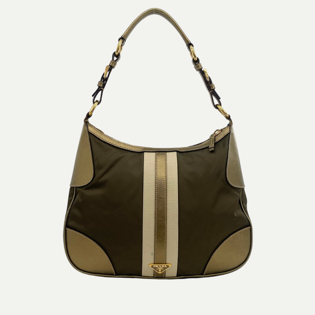 Nylon Shoulder Bag Khaki