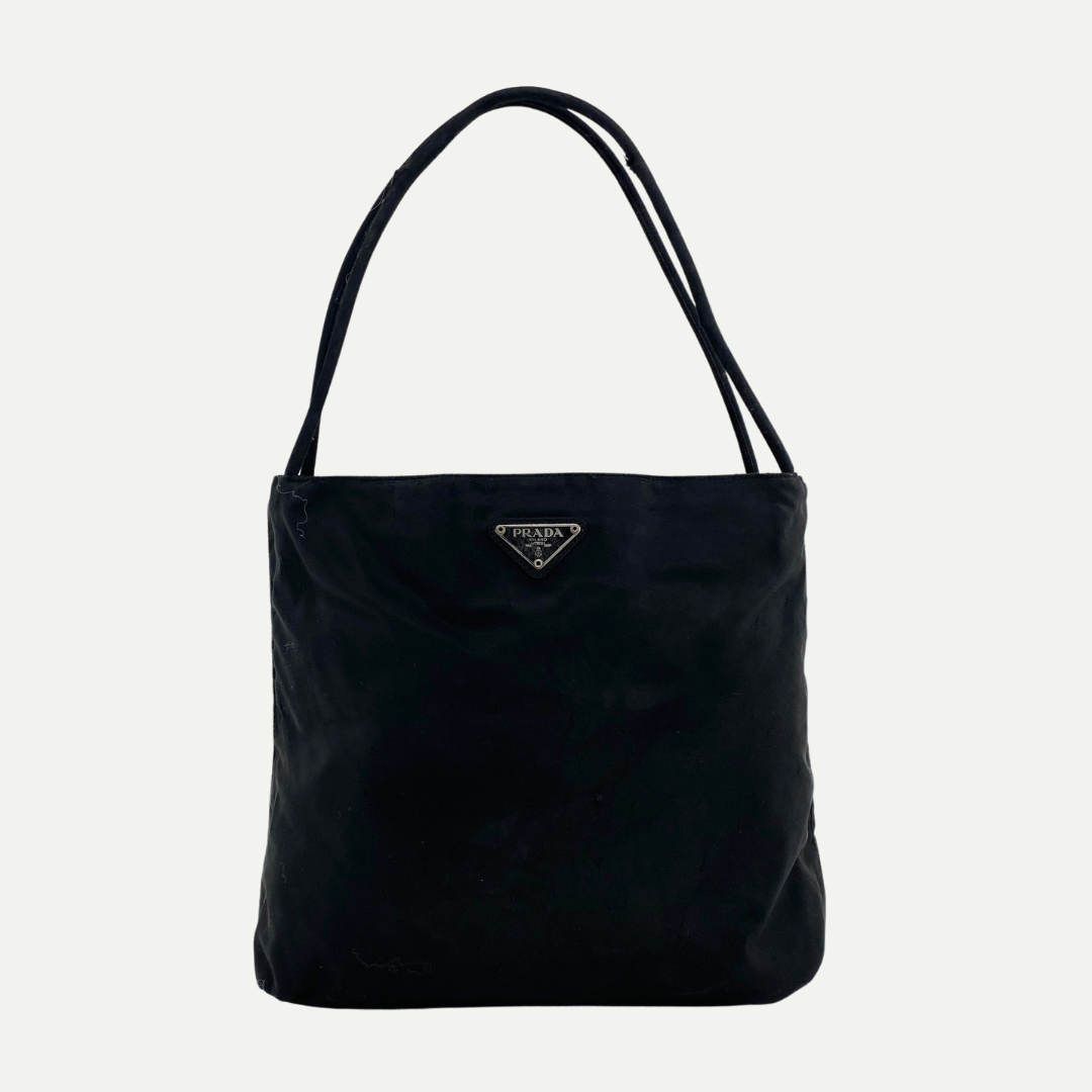 Nylon Small Tote Shoulder Bag Black