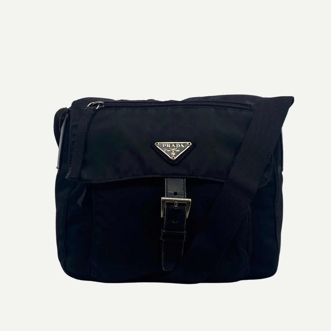 Nylon Messenger Small Crossbody Black